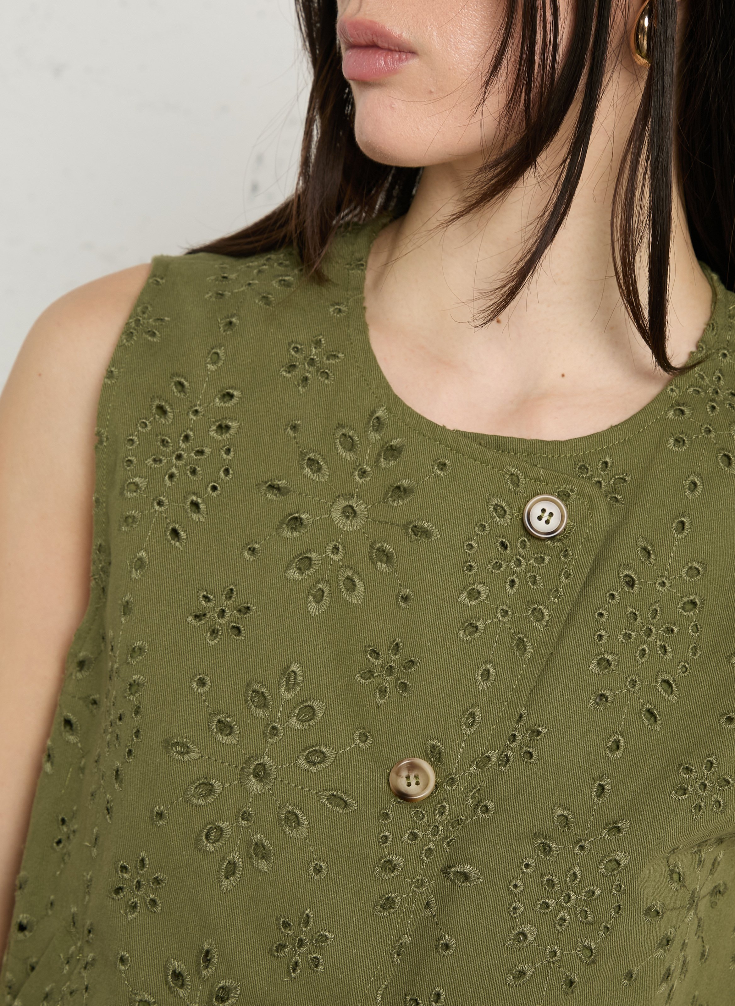 Geborduurd katoenen double-breasted vest THE KORNER Kaki