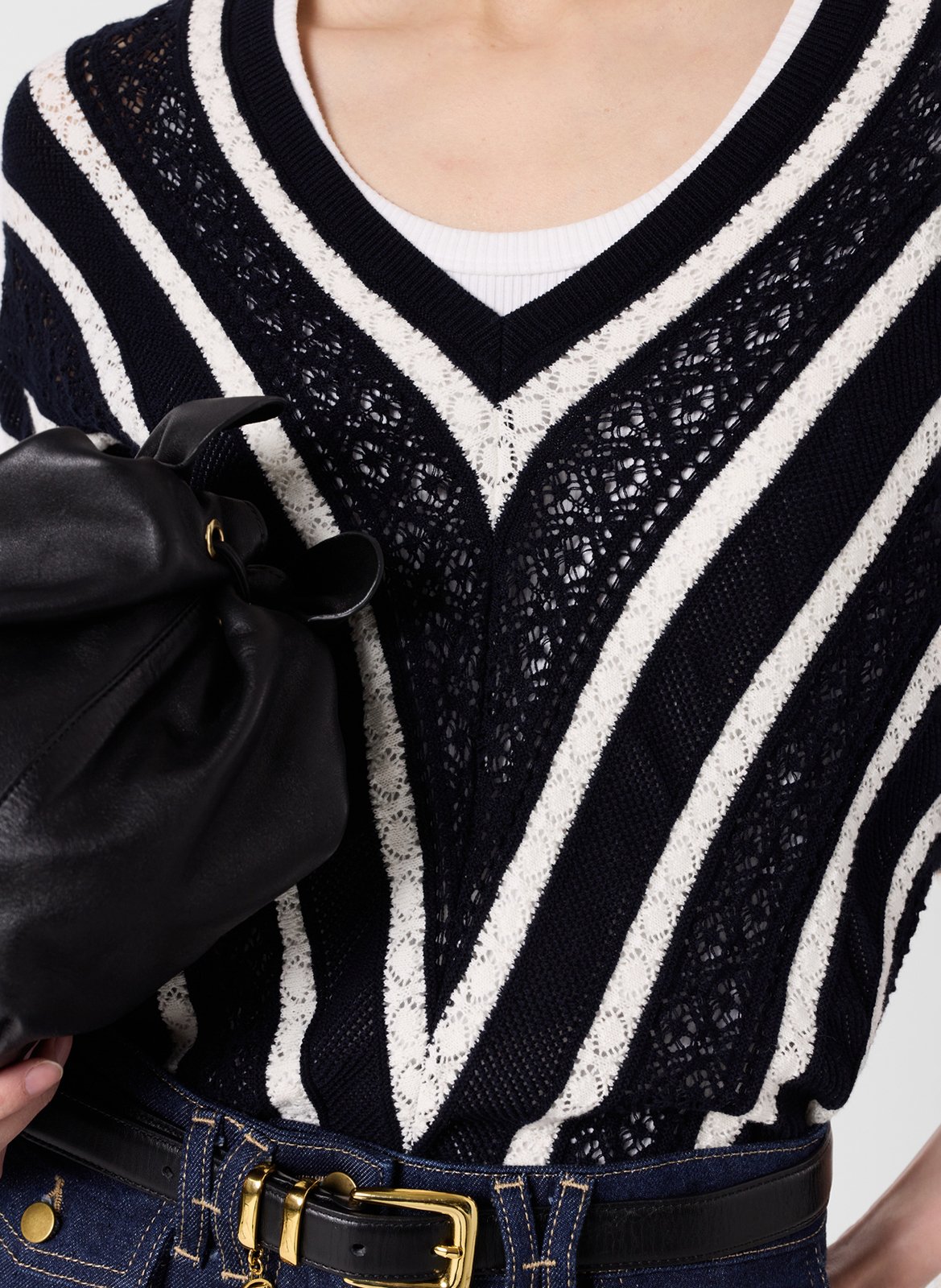 Pull droit col V en coton GERARD DAREL Bleu