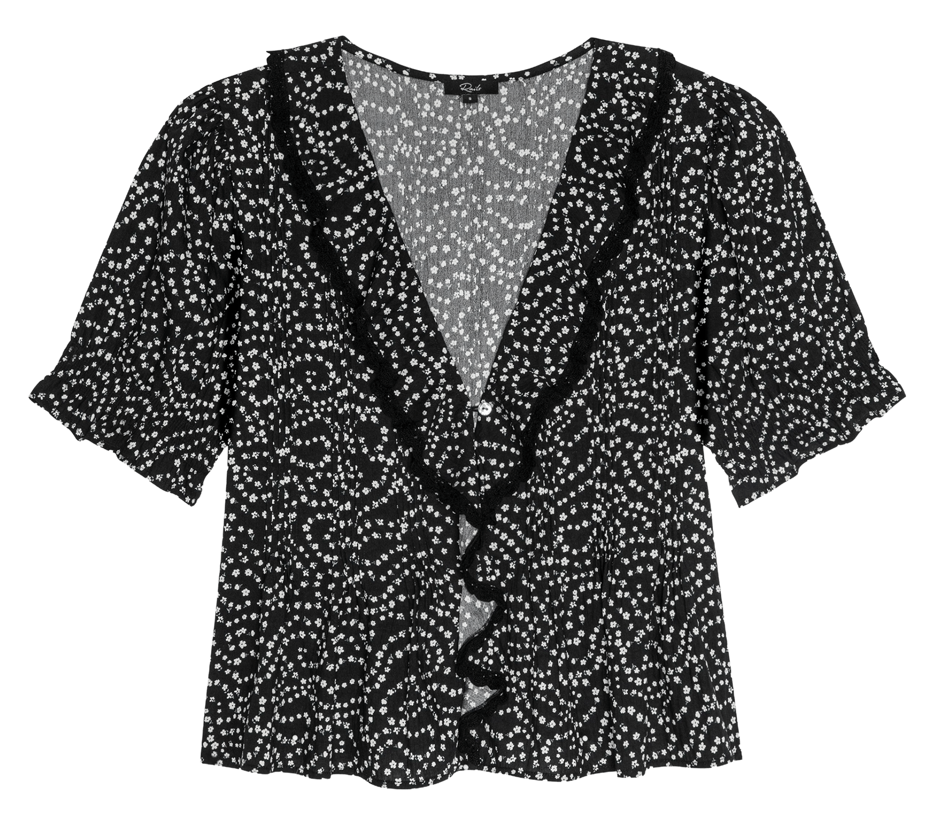 Rechte top met V-hals en print RAILS Zwart