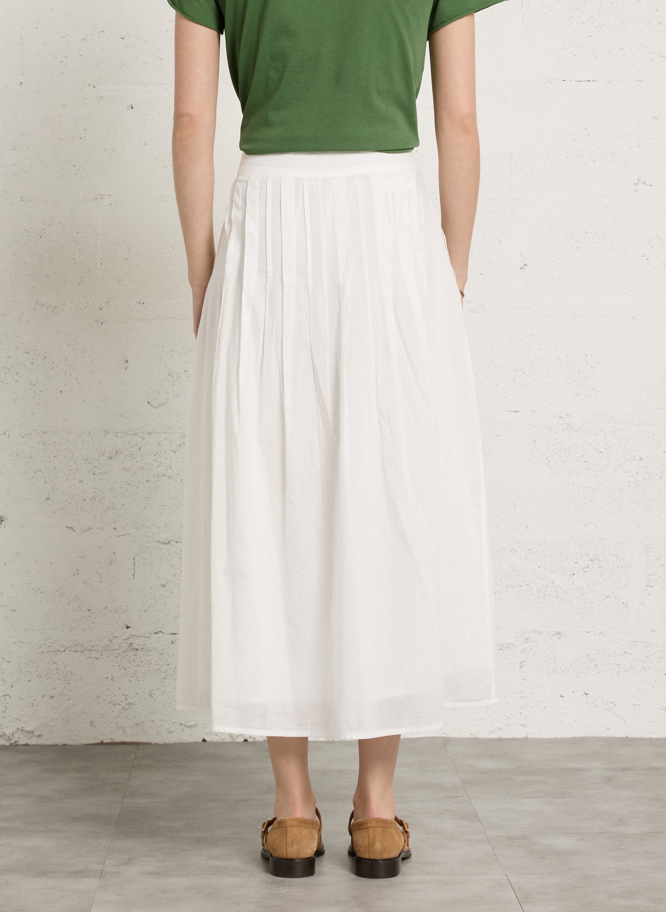 Long A-line organic cotton skirt LEON & HARPER White