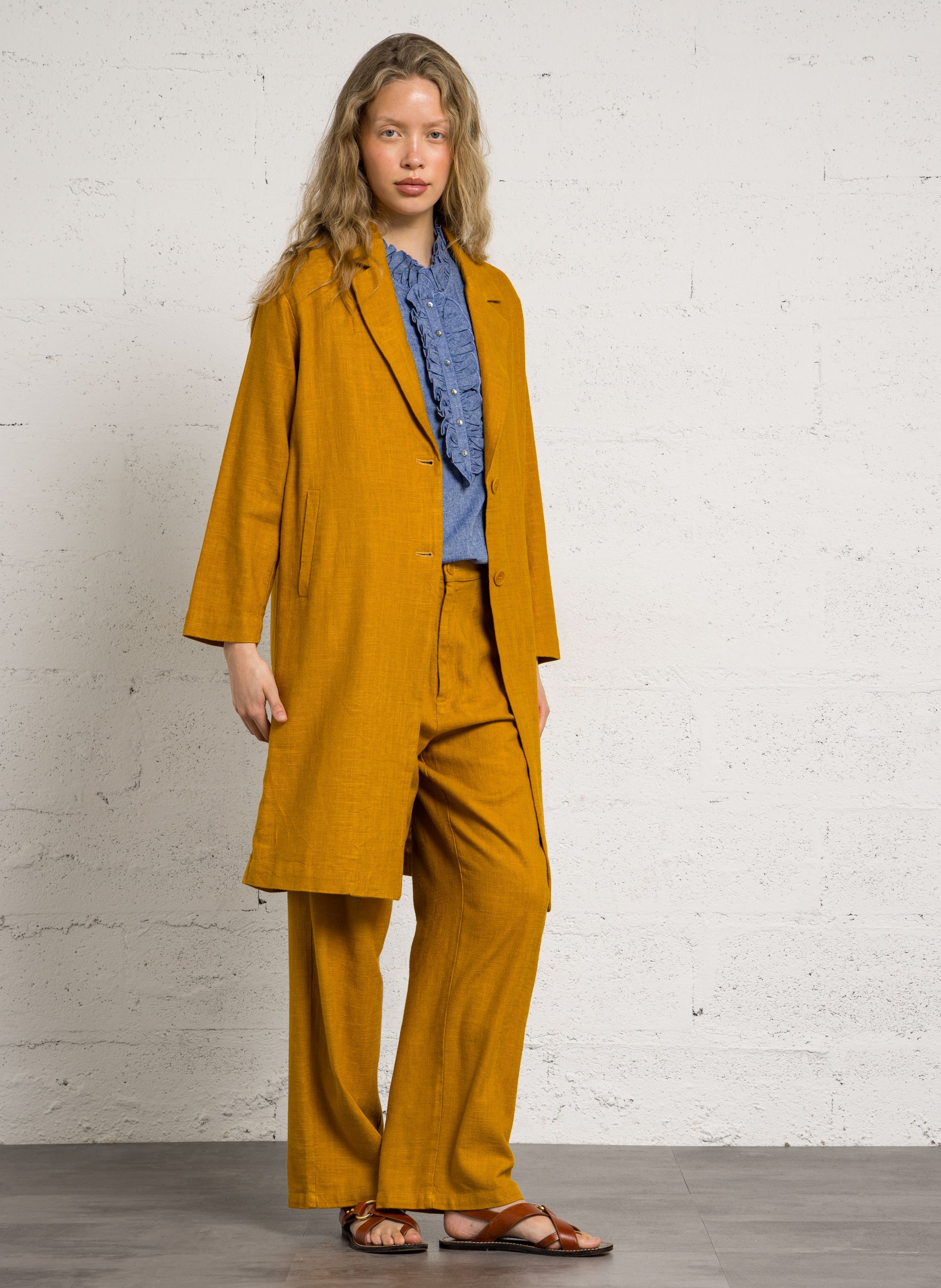 Blazer mit Revers aus Leinen und Baumwollmischung BELLA JONES Gelb