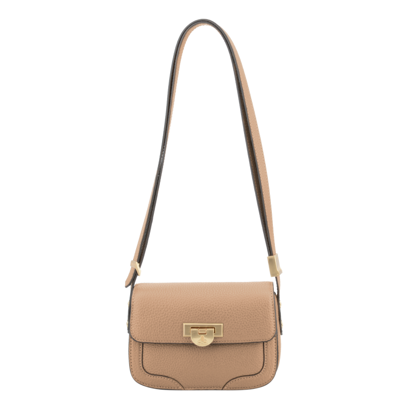 Crossbody bag in cowhide leather POURCHET Brown