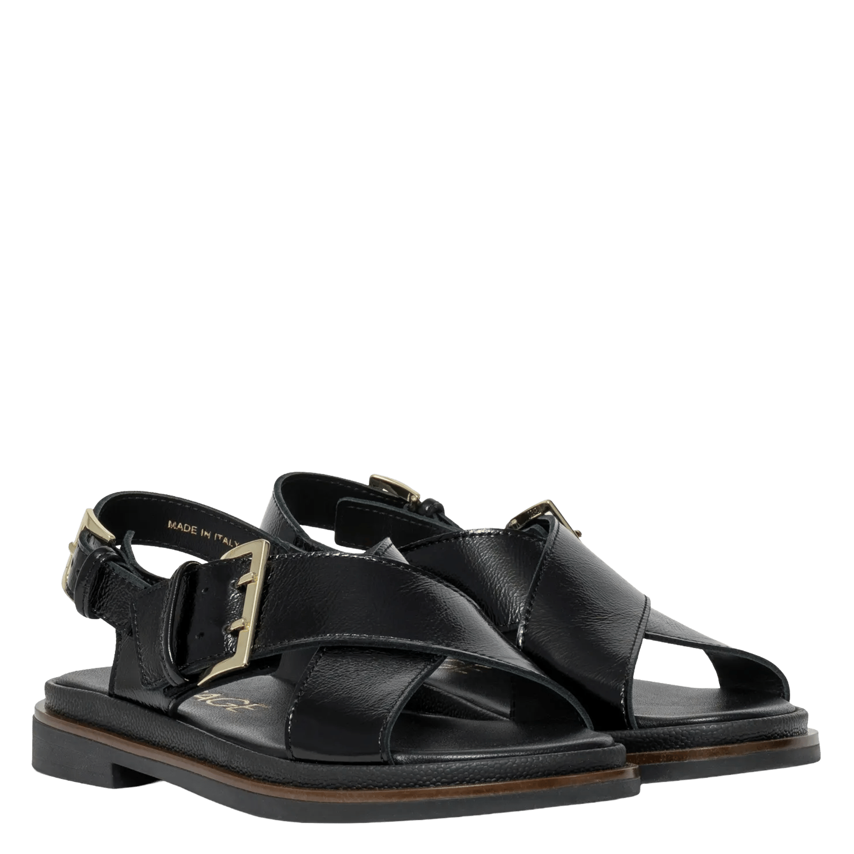 Avarca Berlin - Flache Ledersandalen mit Samt BOCAGE Schwarz