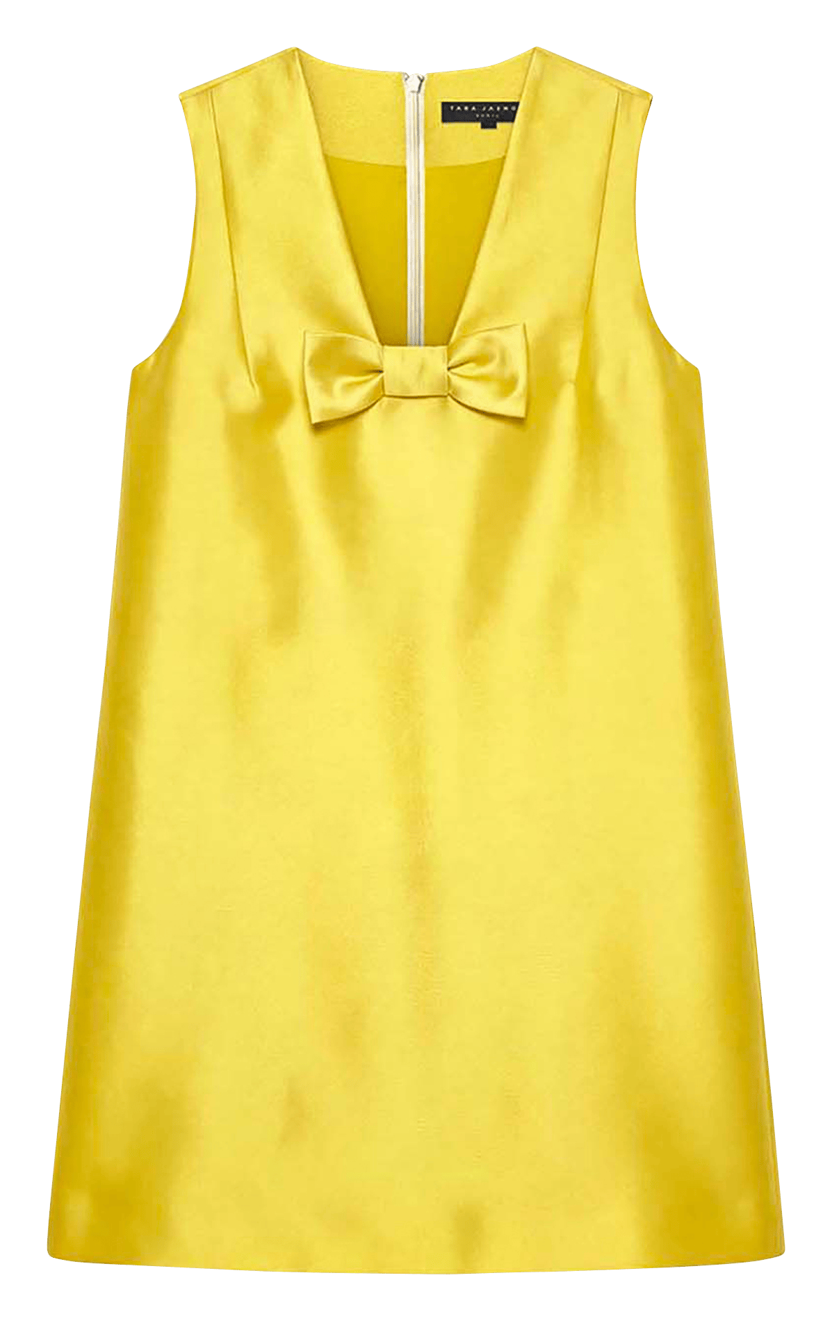 Korte mouwloze satijnen jurk TARA JARMON Geel