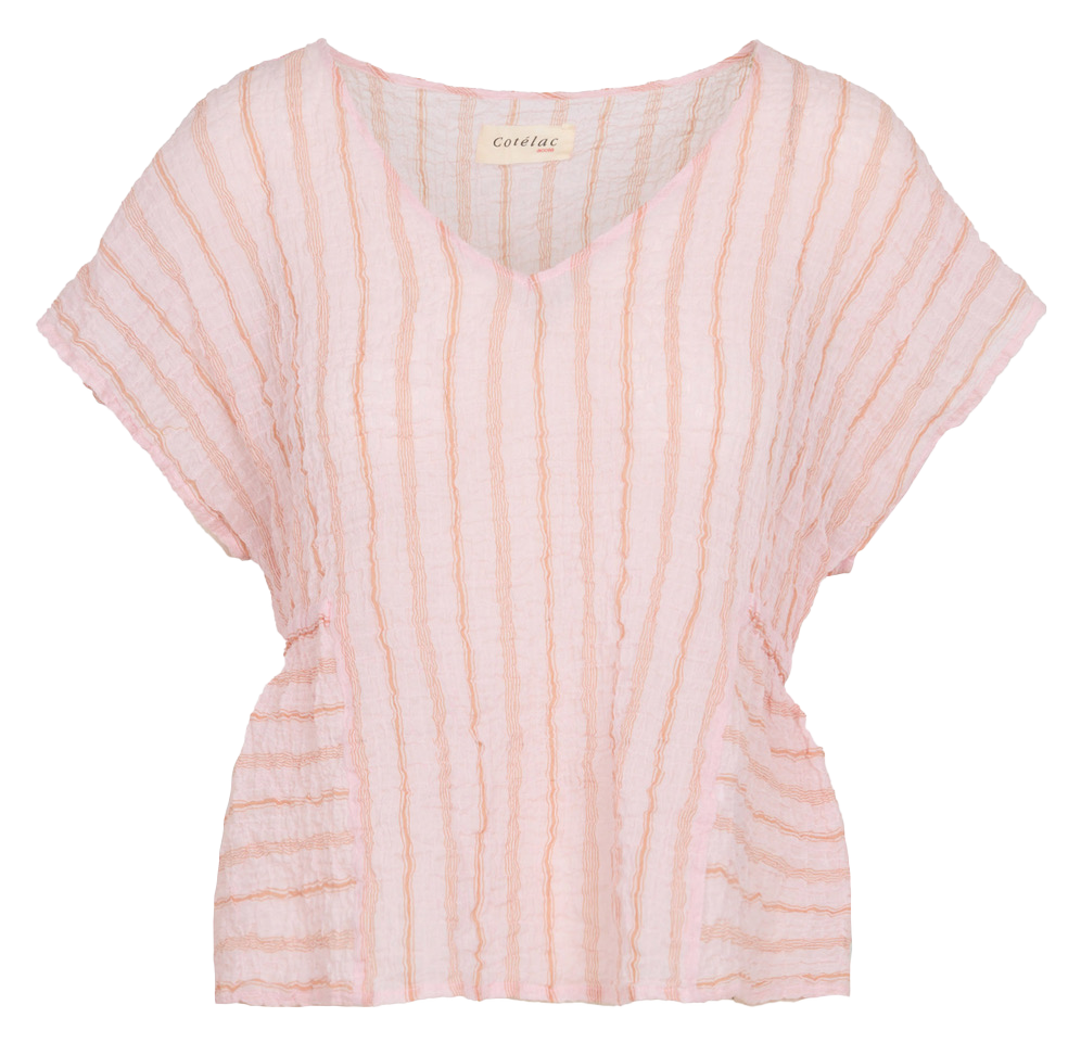 Baumwolltop mit V-Ausschnitt, bedruckt COTELAC ACOTE Rosa