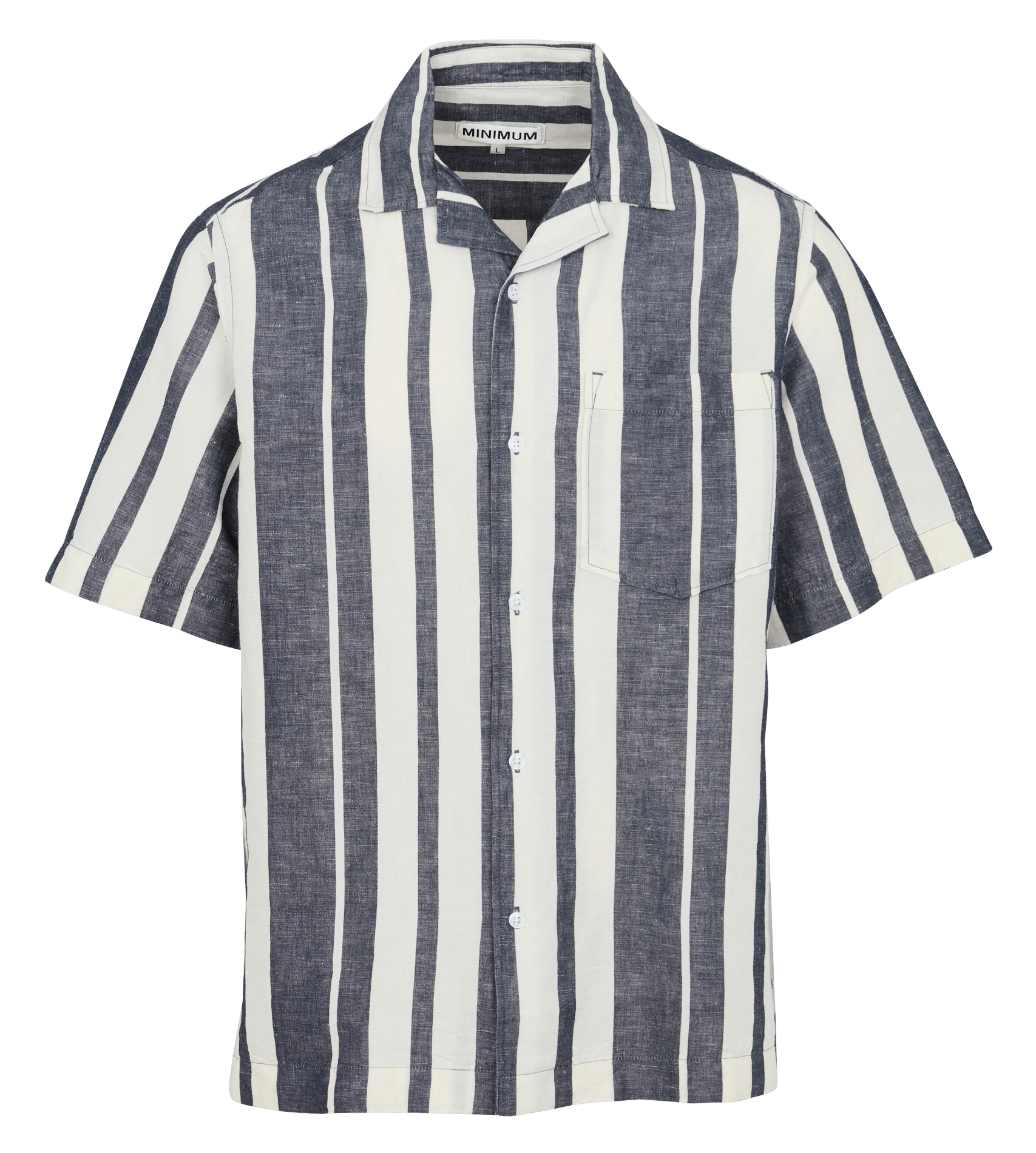 Gestreepte recht gesneden linnenmix blouse MINIMUM