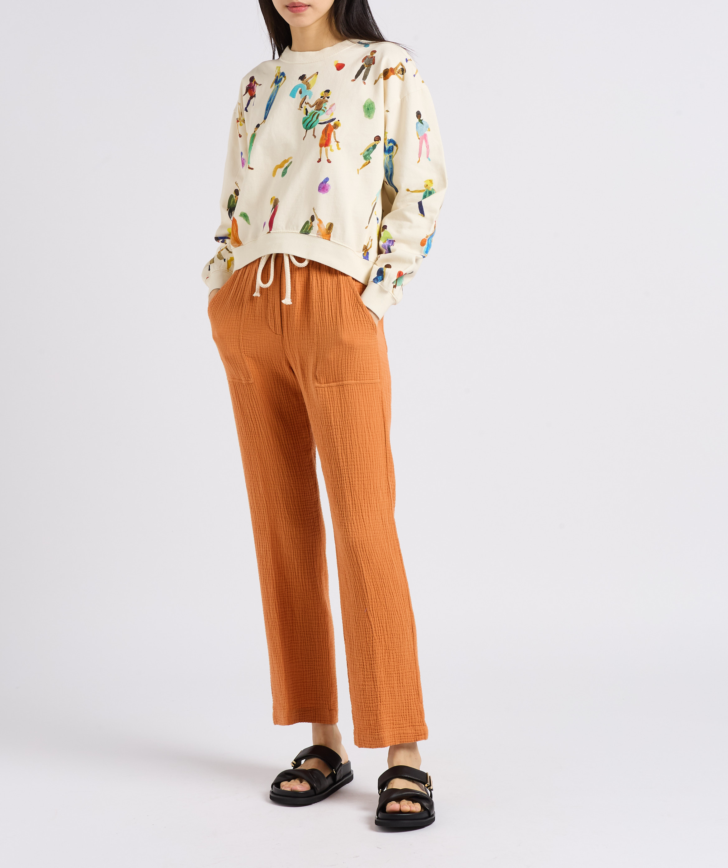 Straight-leg cotton pants HARTFORD Orange