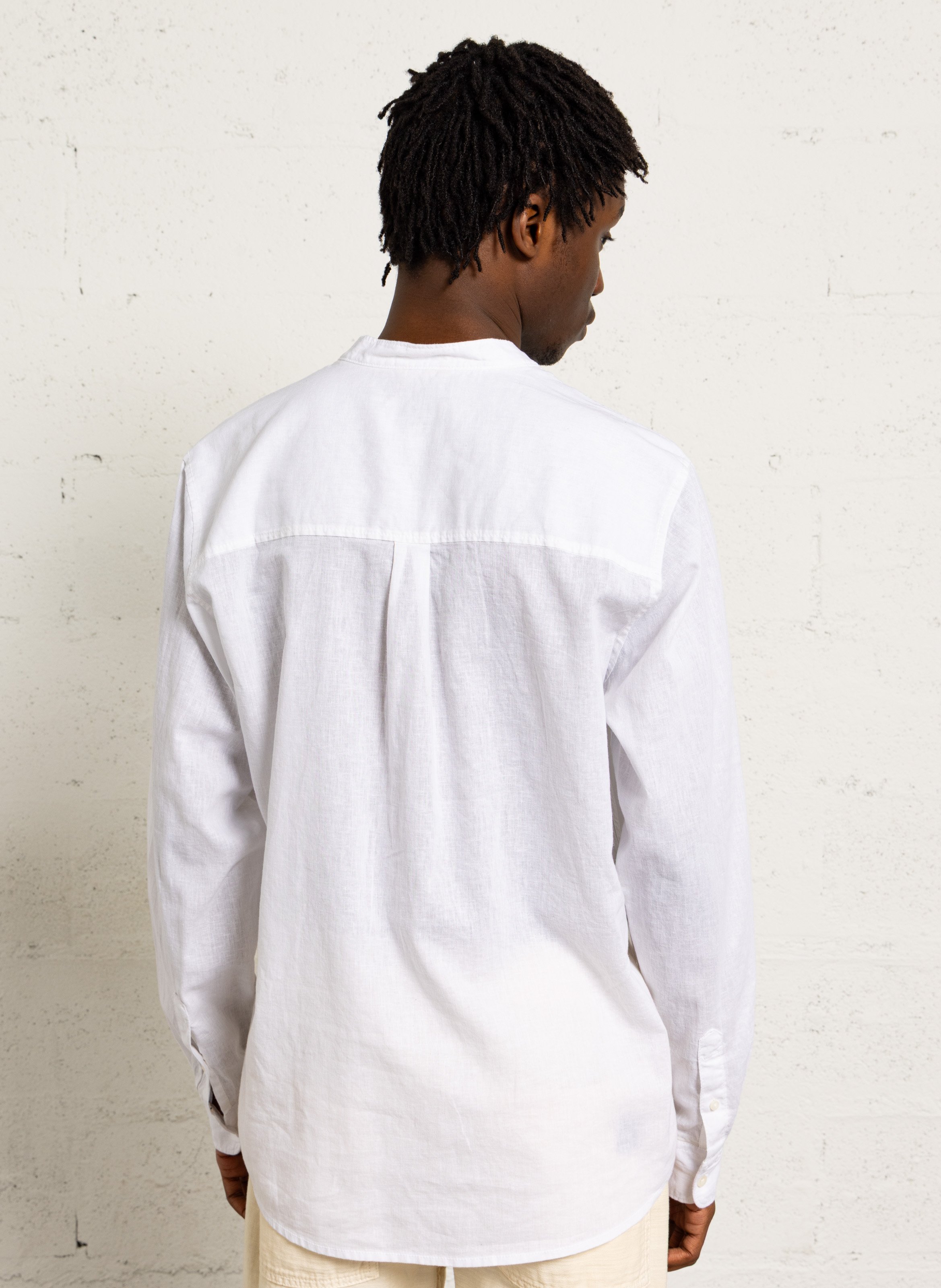Round neck straight linen blend shirt PEPE JEANS White