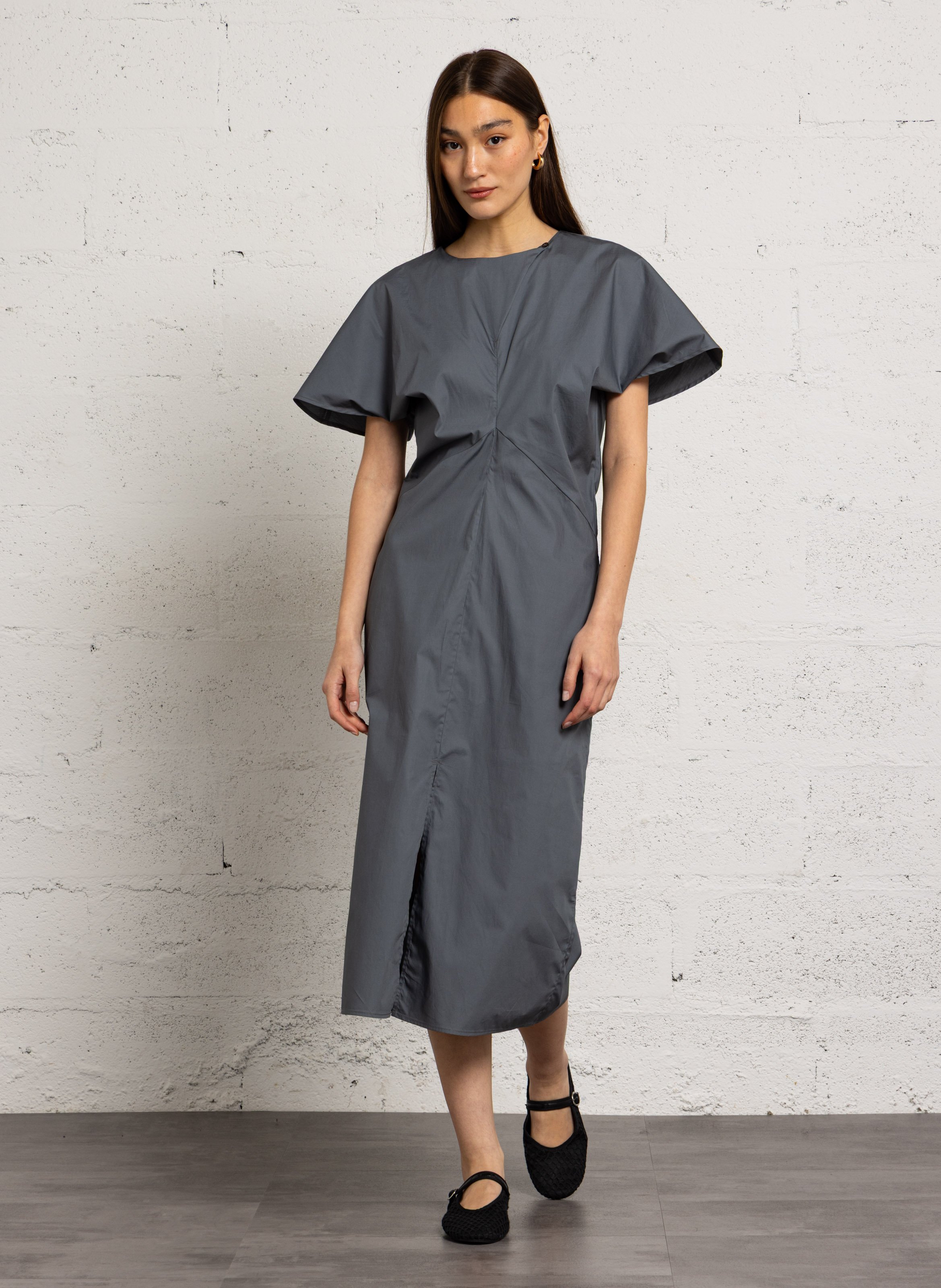 Langes eng anliegendes Baumwollkleid SOEUR Grau