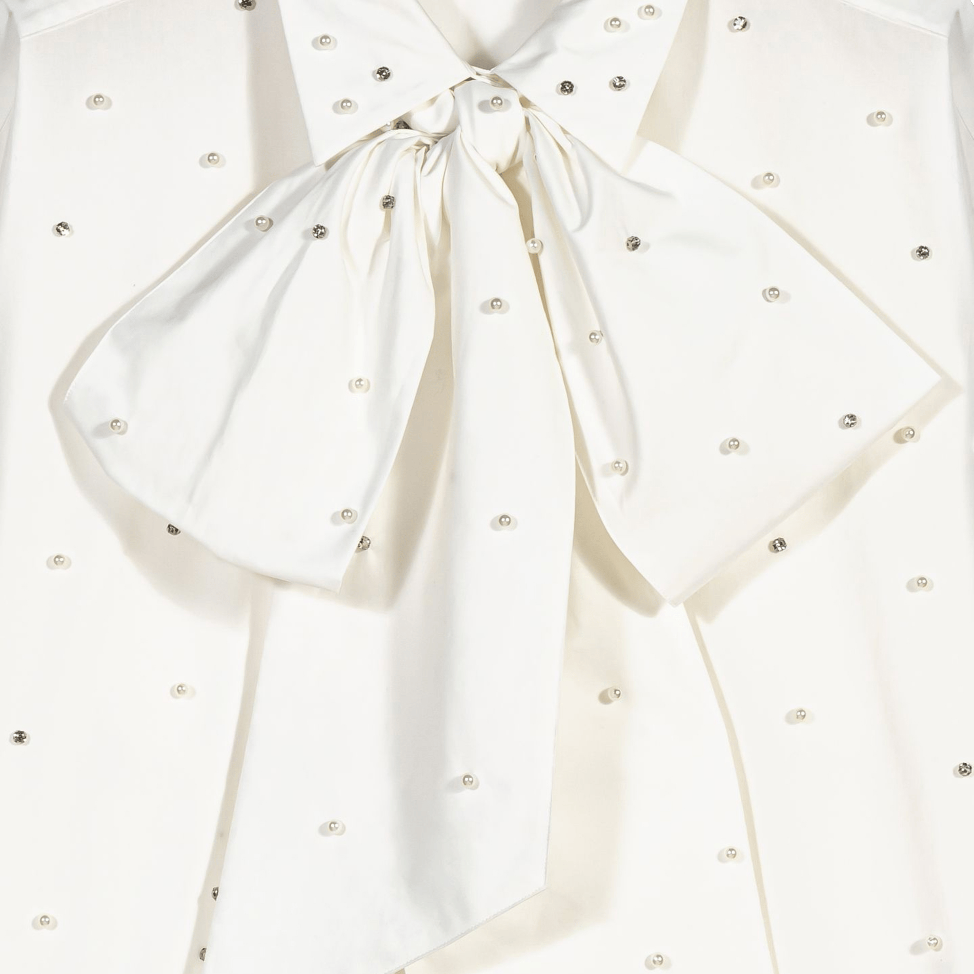 Blouse met lavallière kraag versierd met strass en parels MAJE Wit