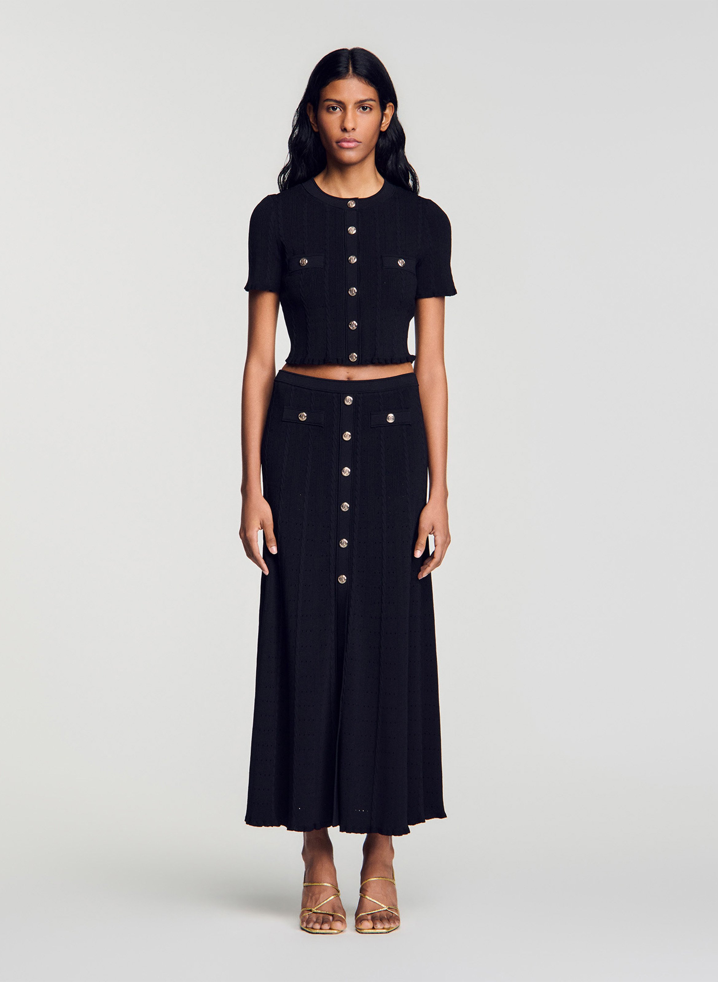 Halflange rok SANDRO Zwart