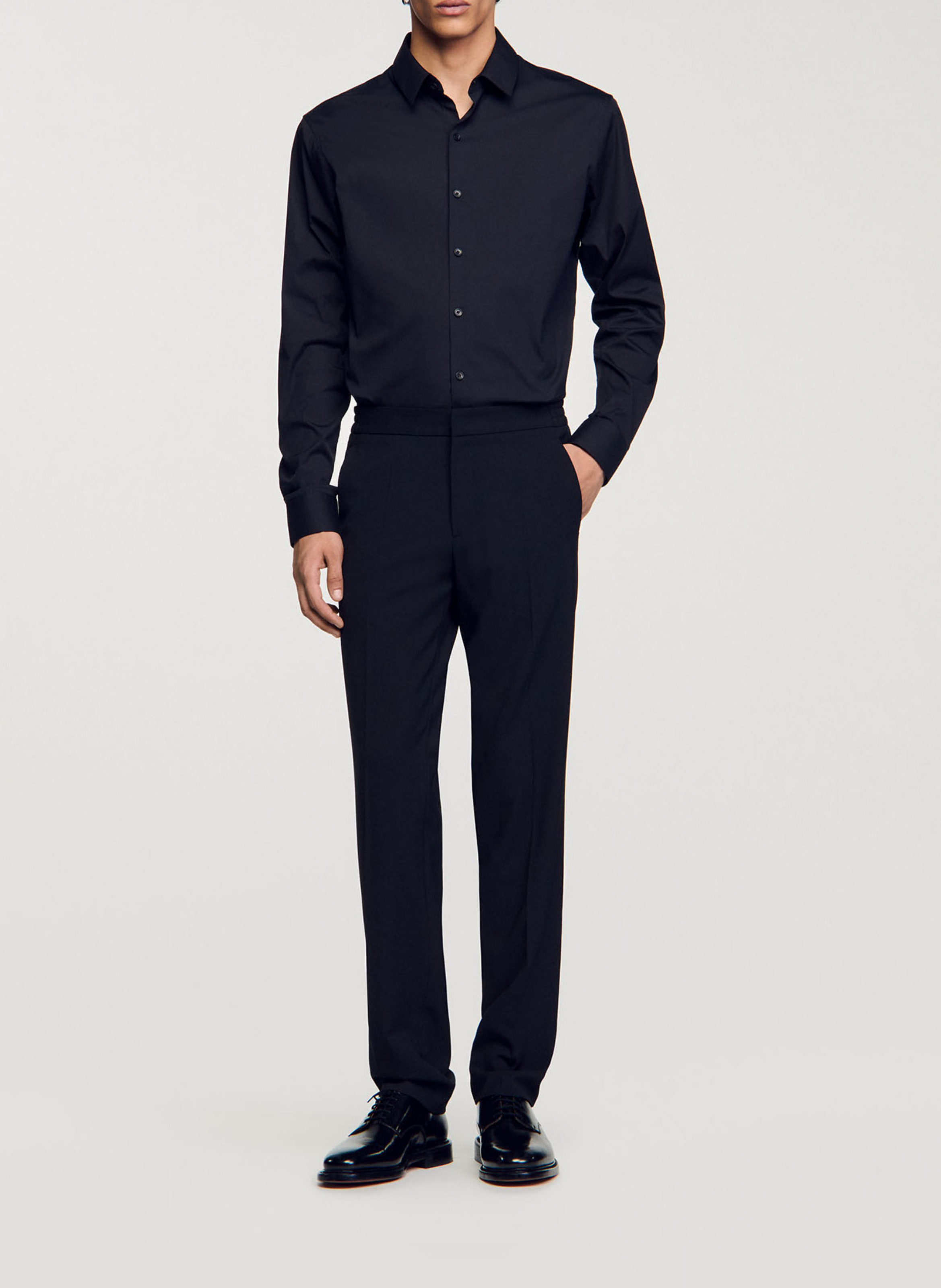Slim-fit overhemd van stretchkatoen SANDRO Zwart