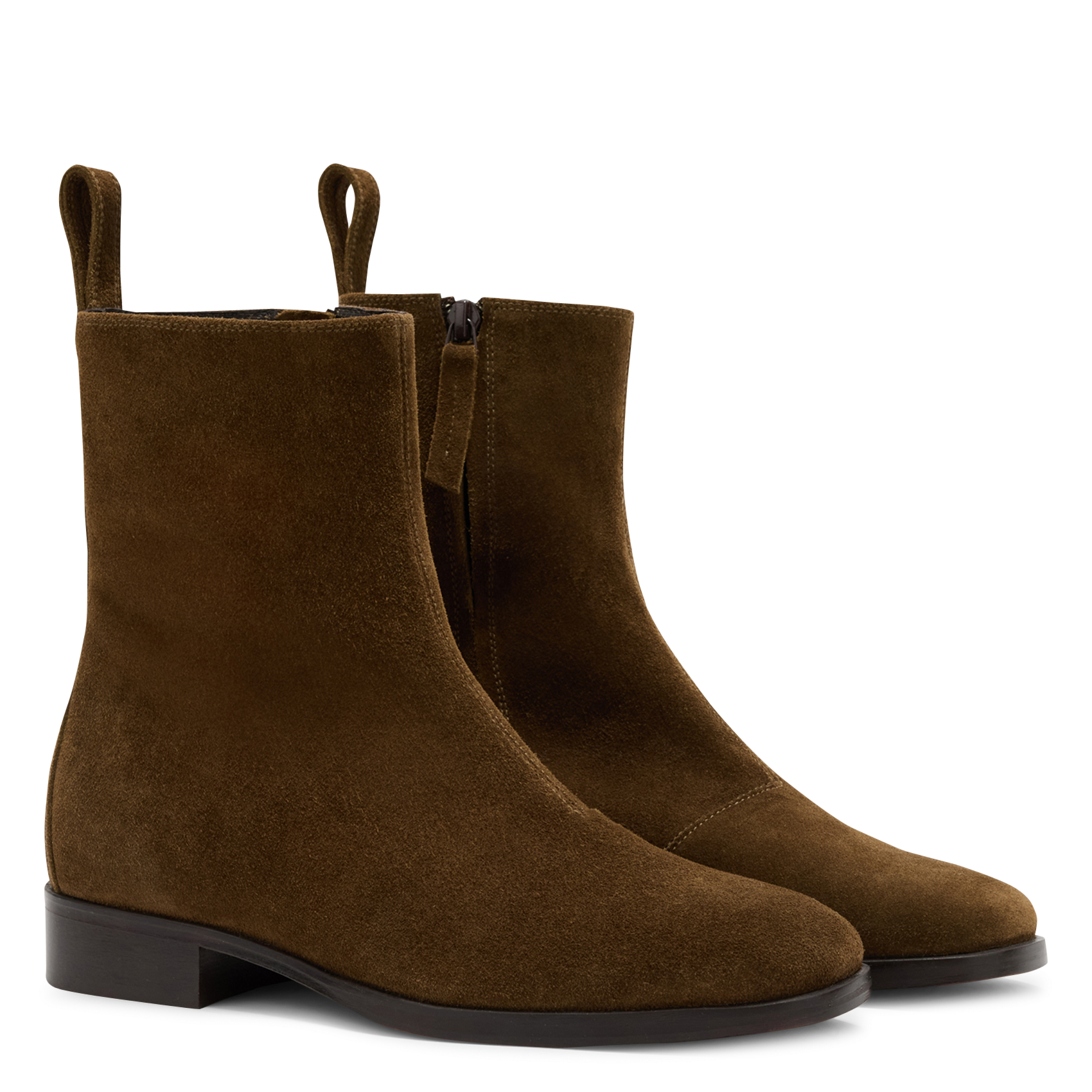 Plain suede leather ankle boots SOEUR Brown