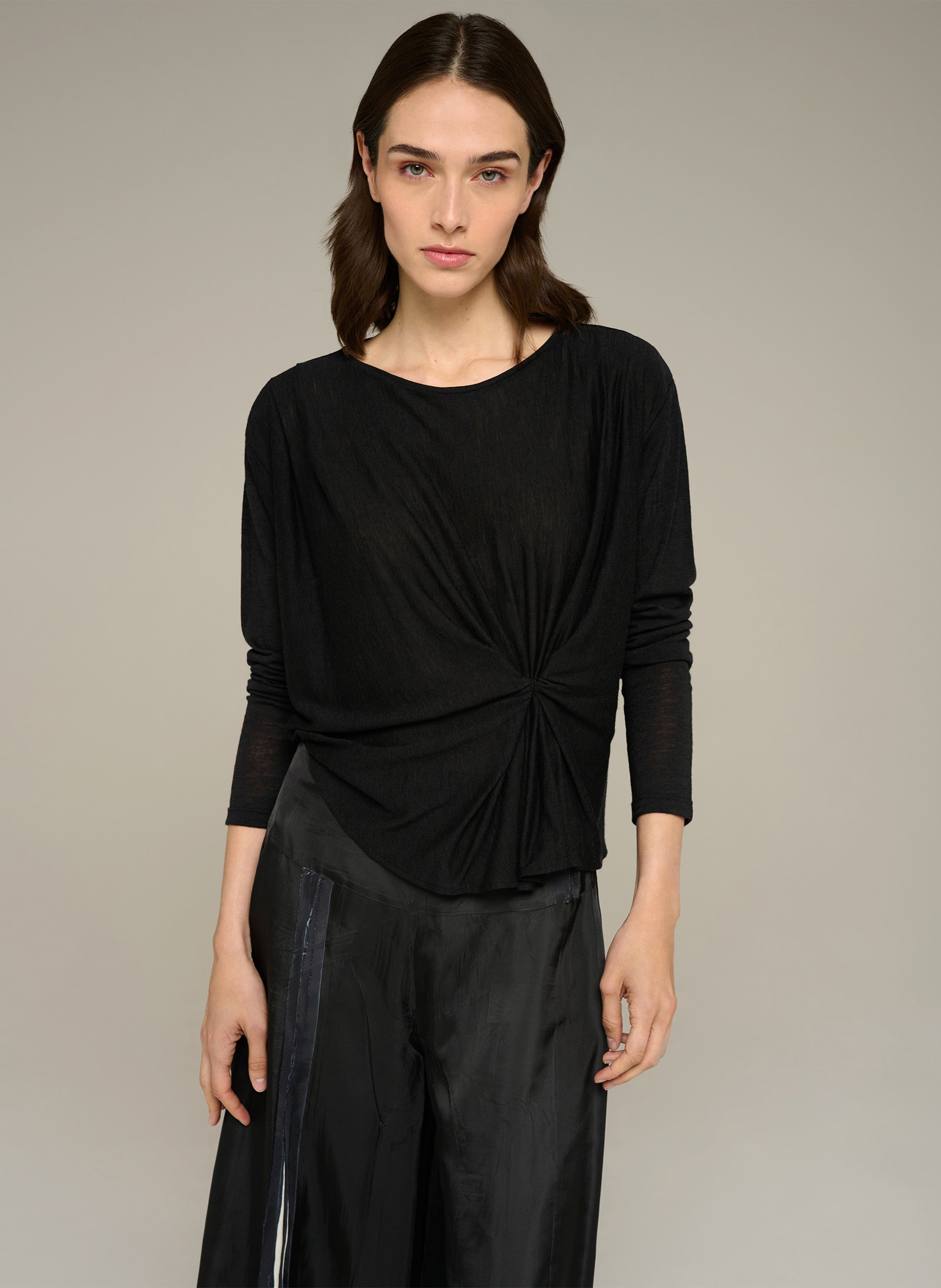 Tee-shirt drapé en laine mélangée COTELAC Noir