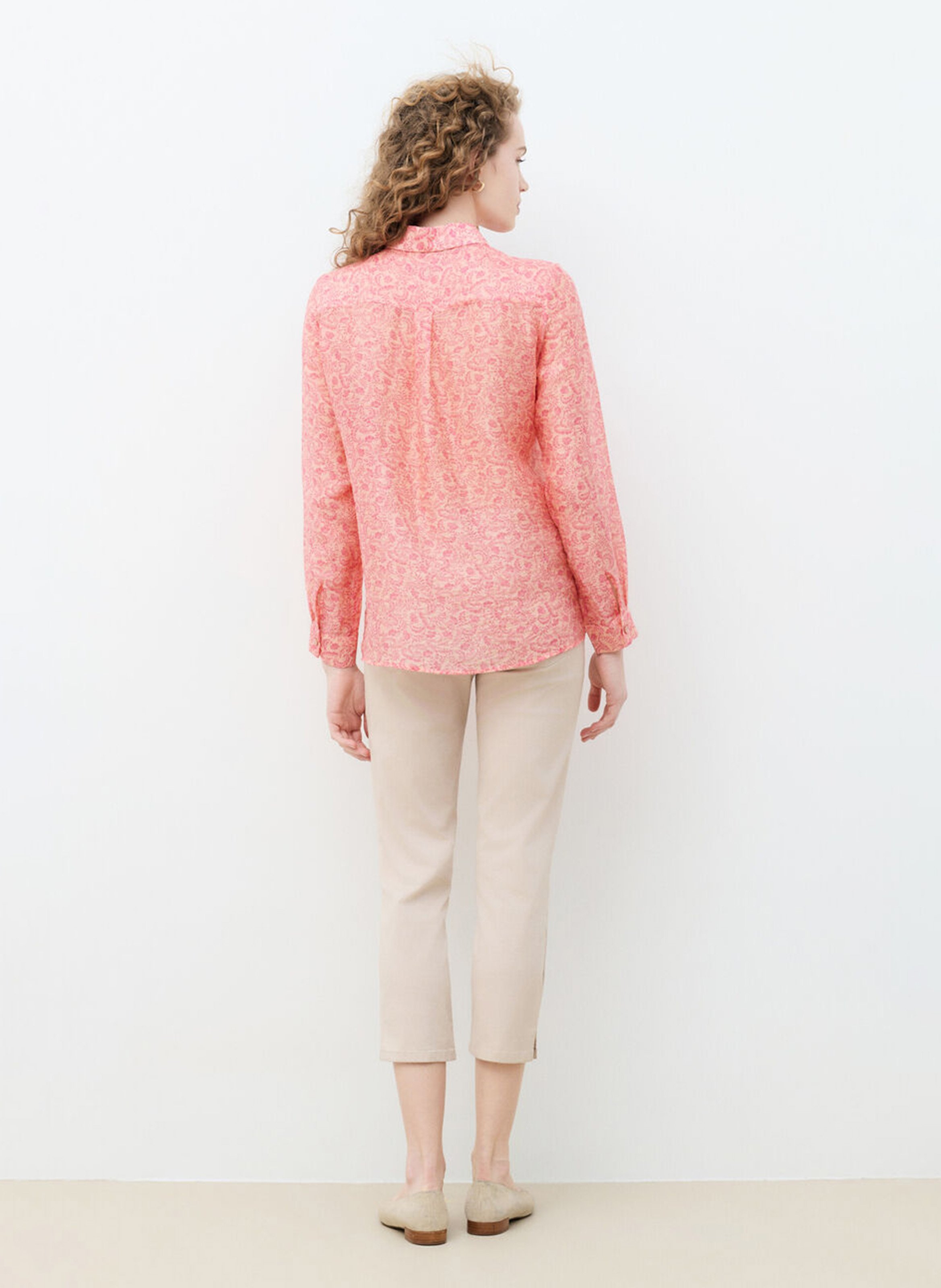 Chemise droite col classique imprimée CAROLL Rose