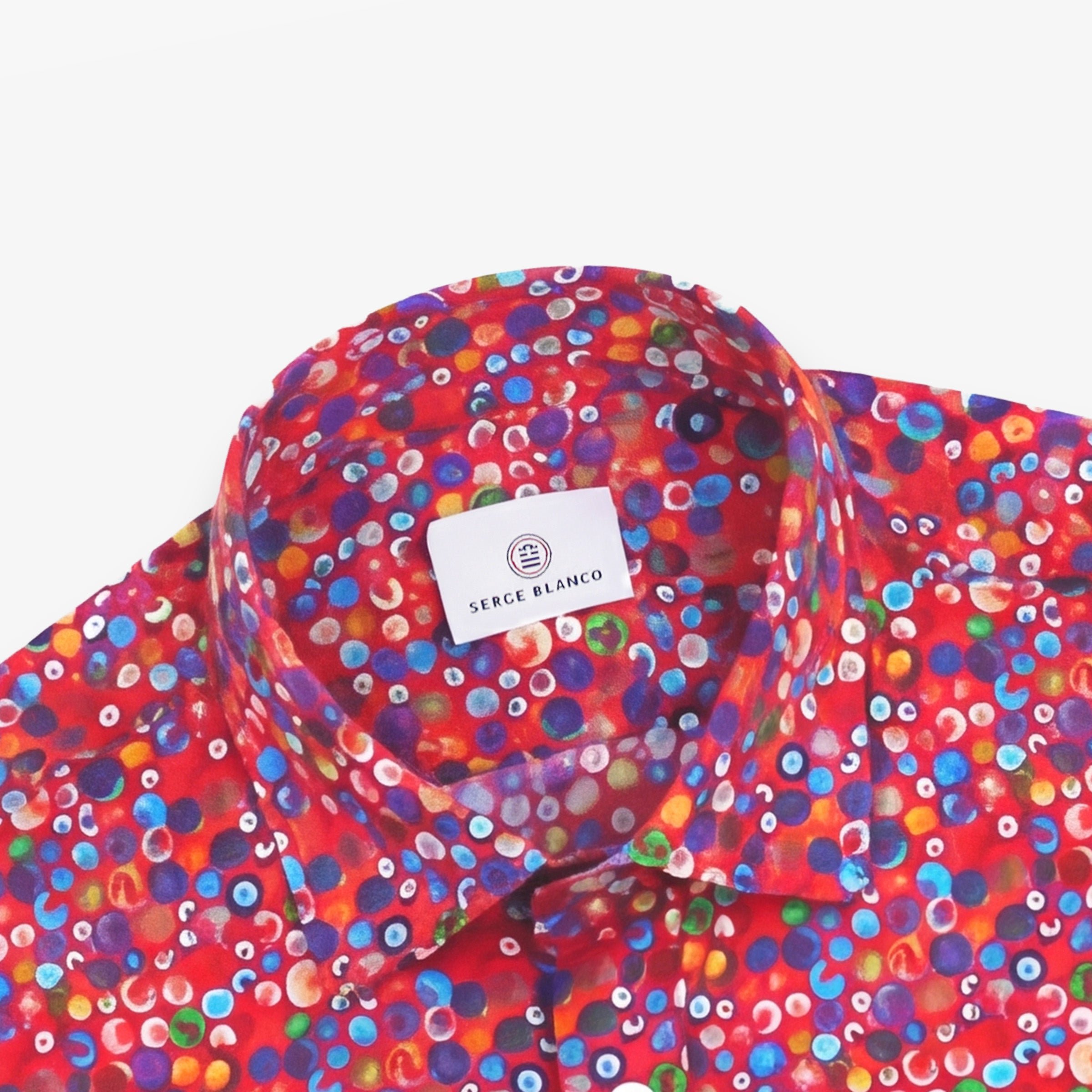Chemise manches longues en coton rouge avec imprimé boules SERGE BLANCO Rouge