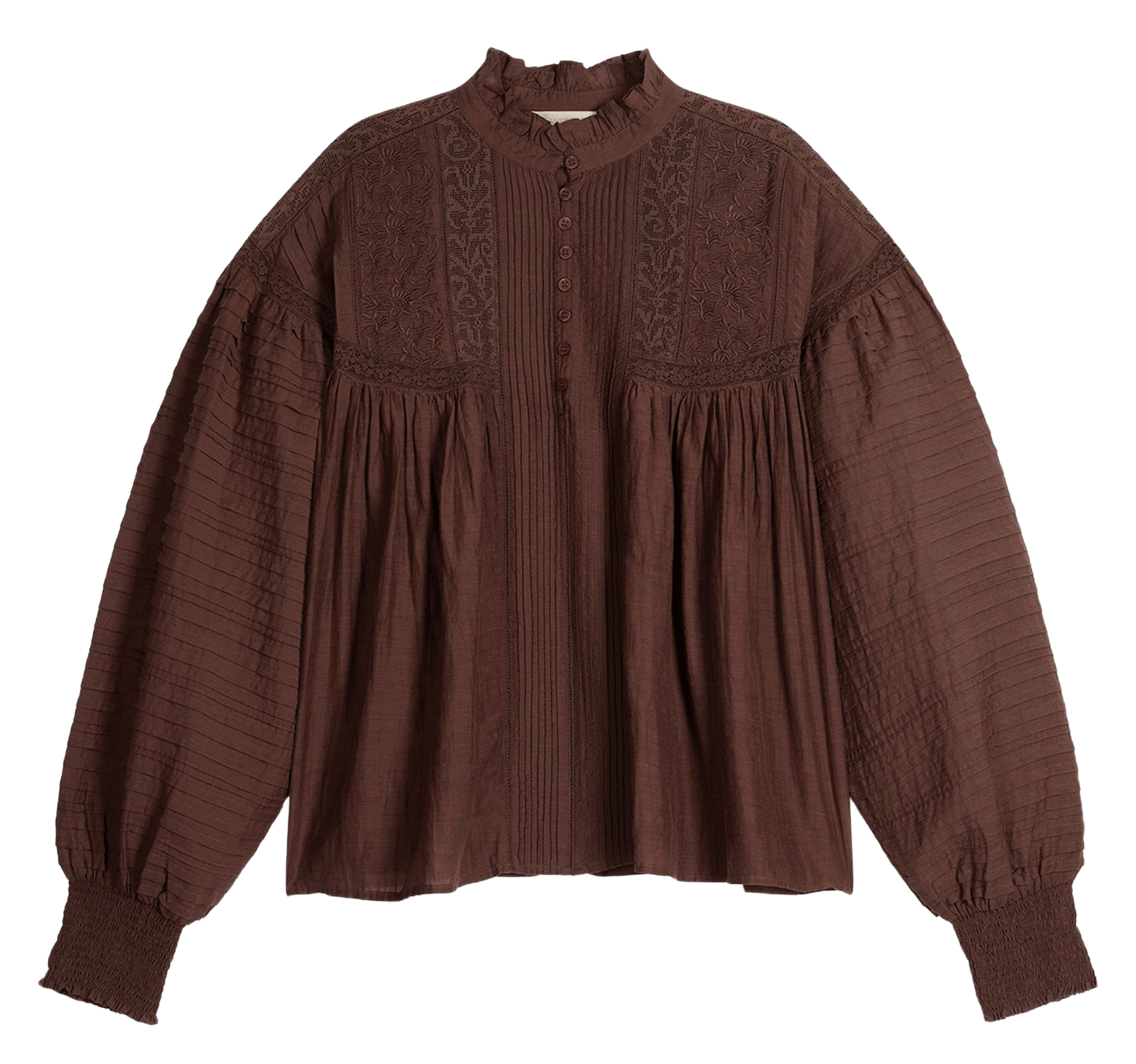 Blouse col victorien droite en coton mélangé VANESSA BRUNO Marron
