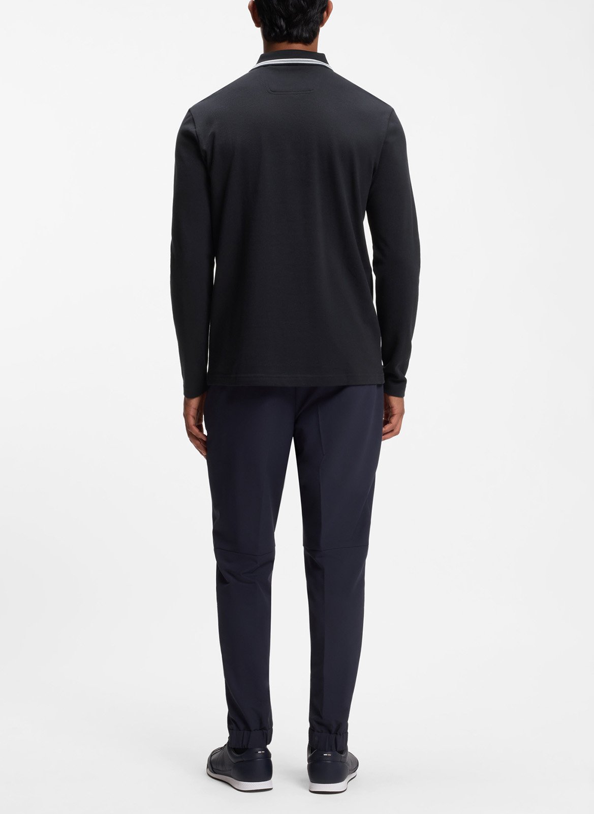 Long-sleeved cotton polo shirt BOSS Blue