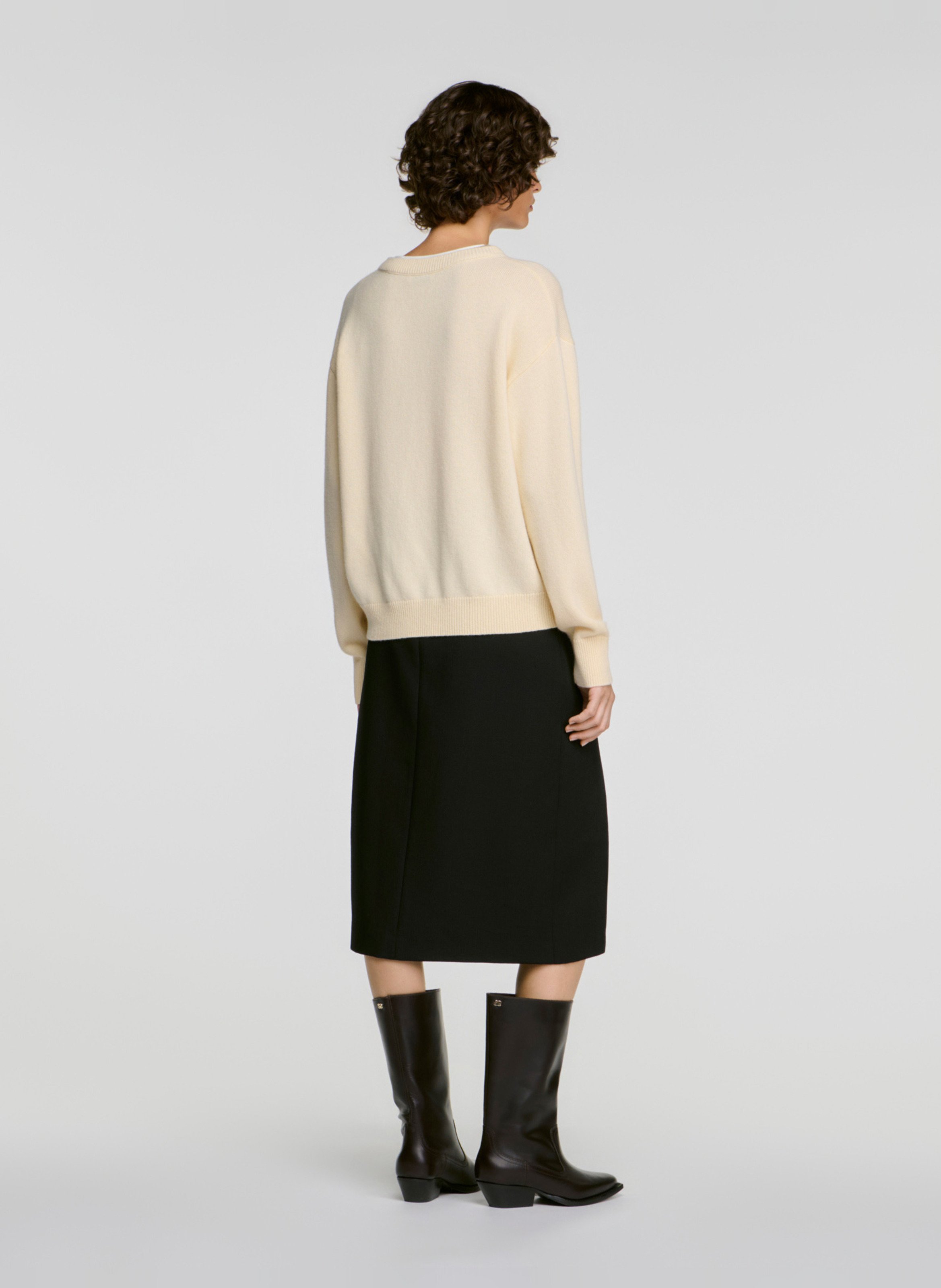 Trui van wolmix met V-hals | Beige SANDRO Dames