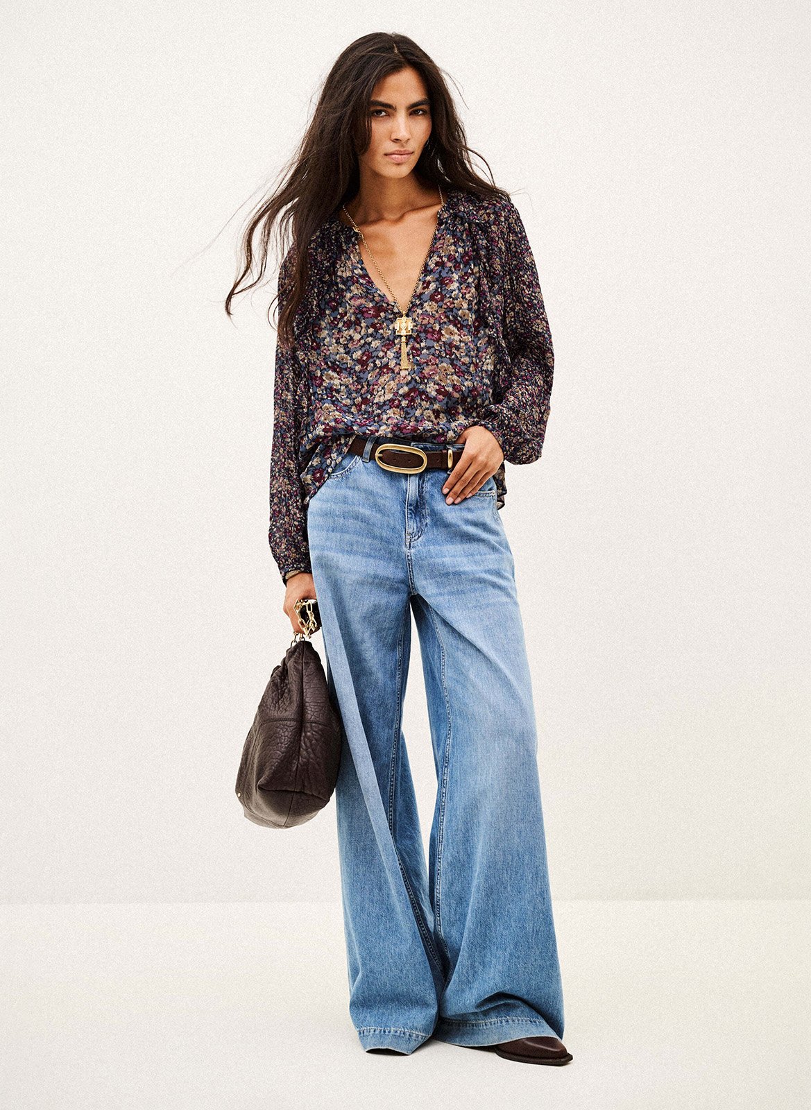 Weite Bluse mit Print BA&SH Blau