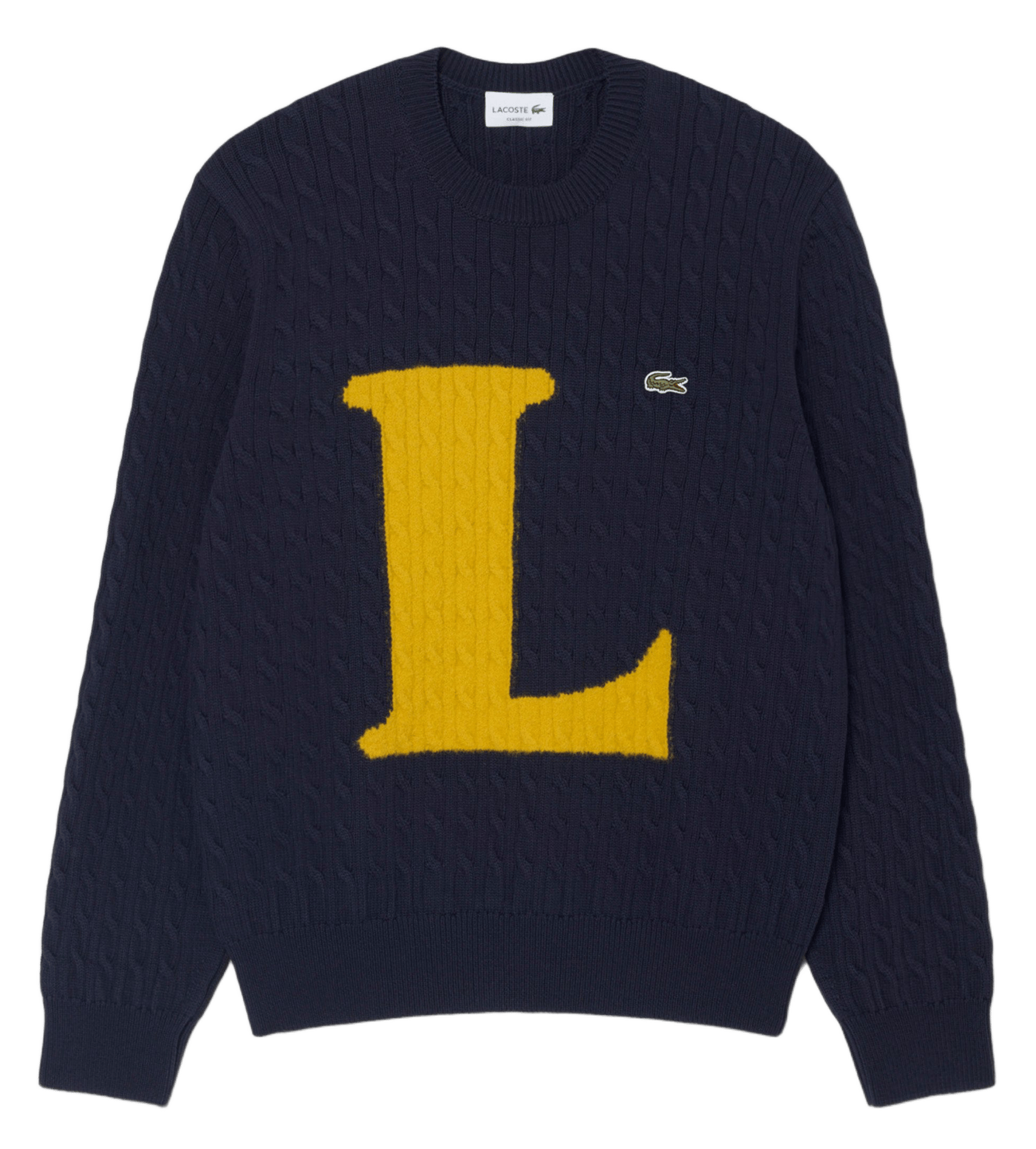Gerader Pullover mit Rundhalsausschnitt aus Baumwollmischung mit verdrehtem Detail LACOSTE Blau