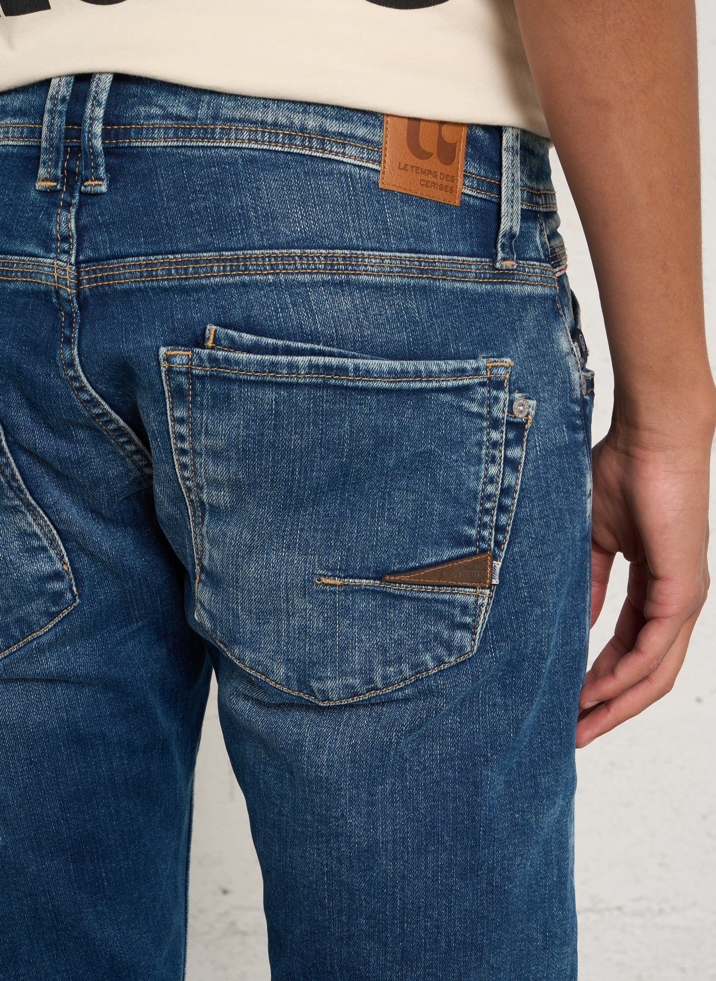 Jean ajusté en denim de coton  LE TEMPS DES CERISES Bleu