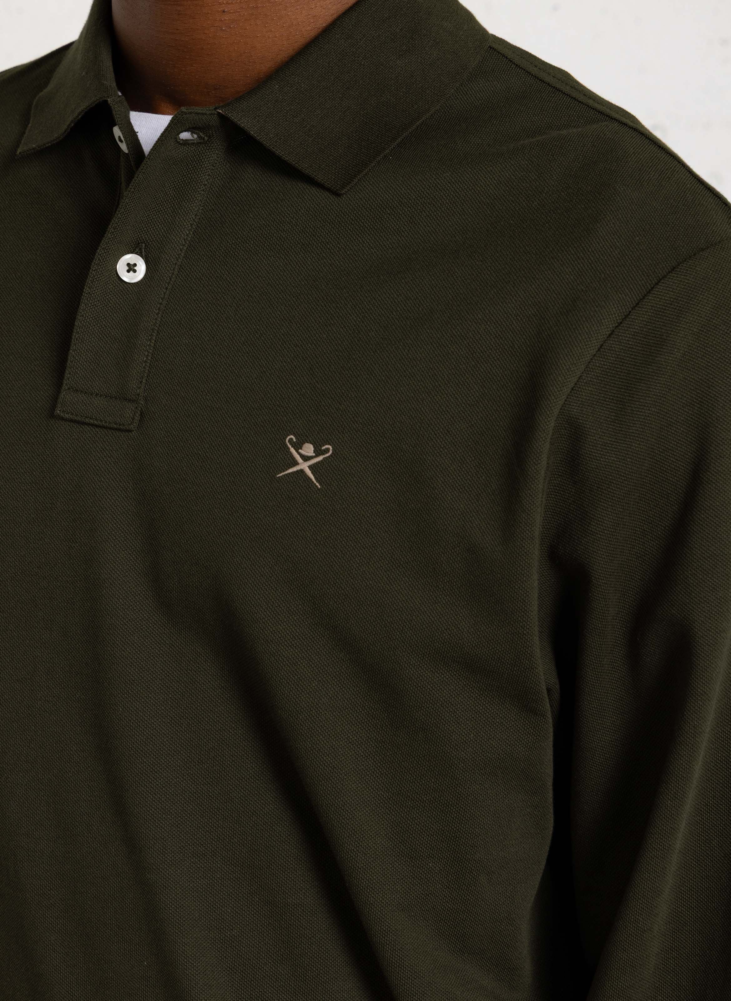 Polo manches longues droit en coton HACKETT Vert