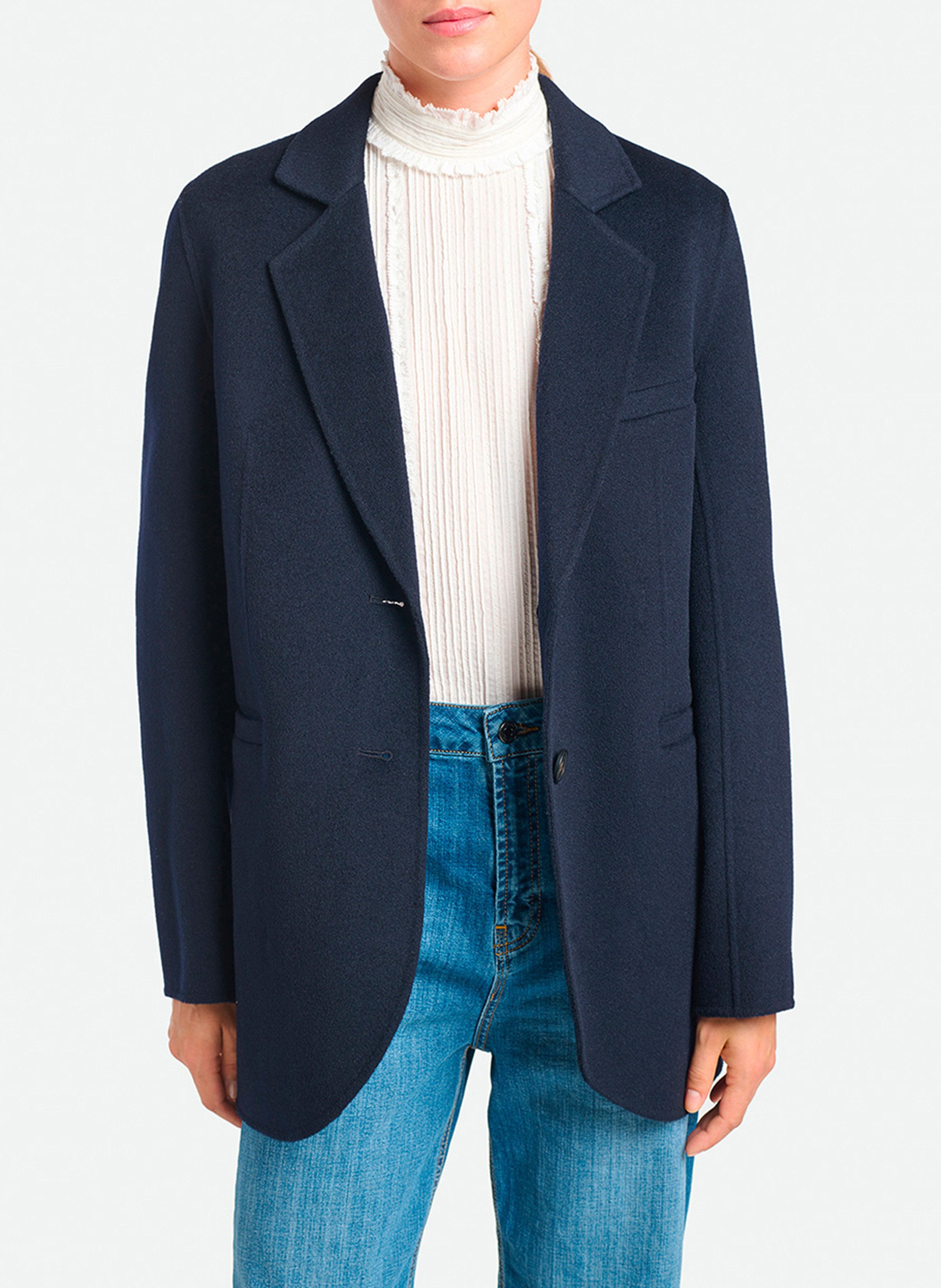 Jasje met reverskraag | wolblend VANESSA BRUNO Blauw