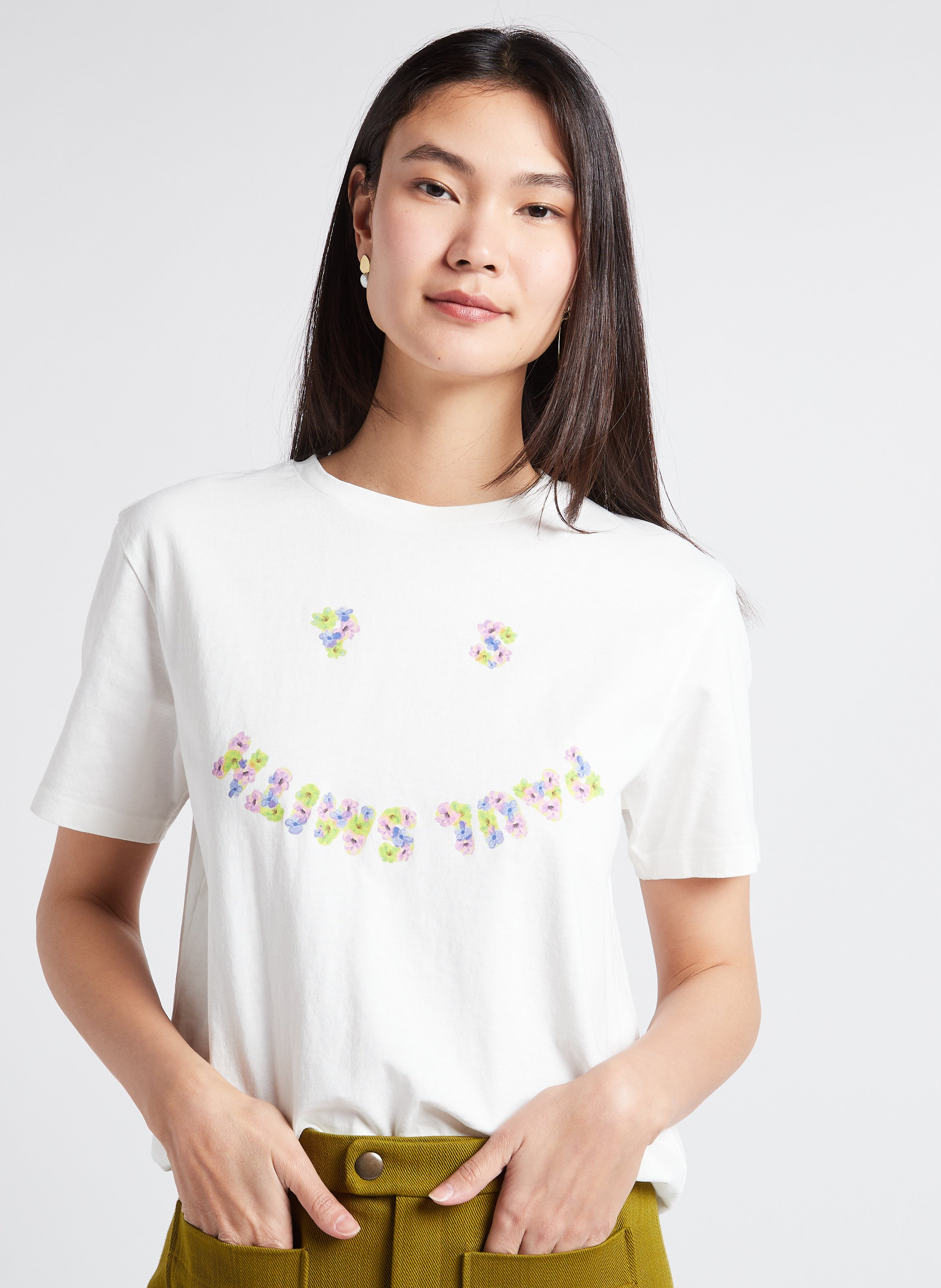 Printed organic cotton round-neck T-shirt PAUL SMITH White