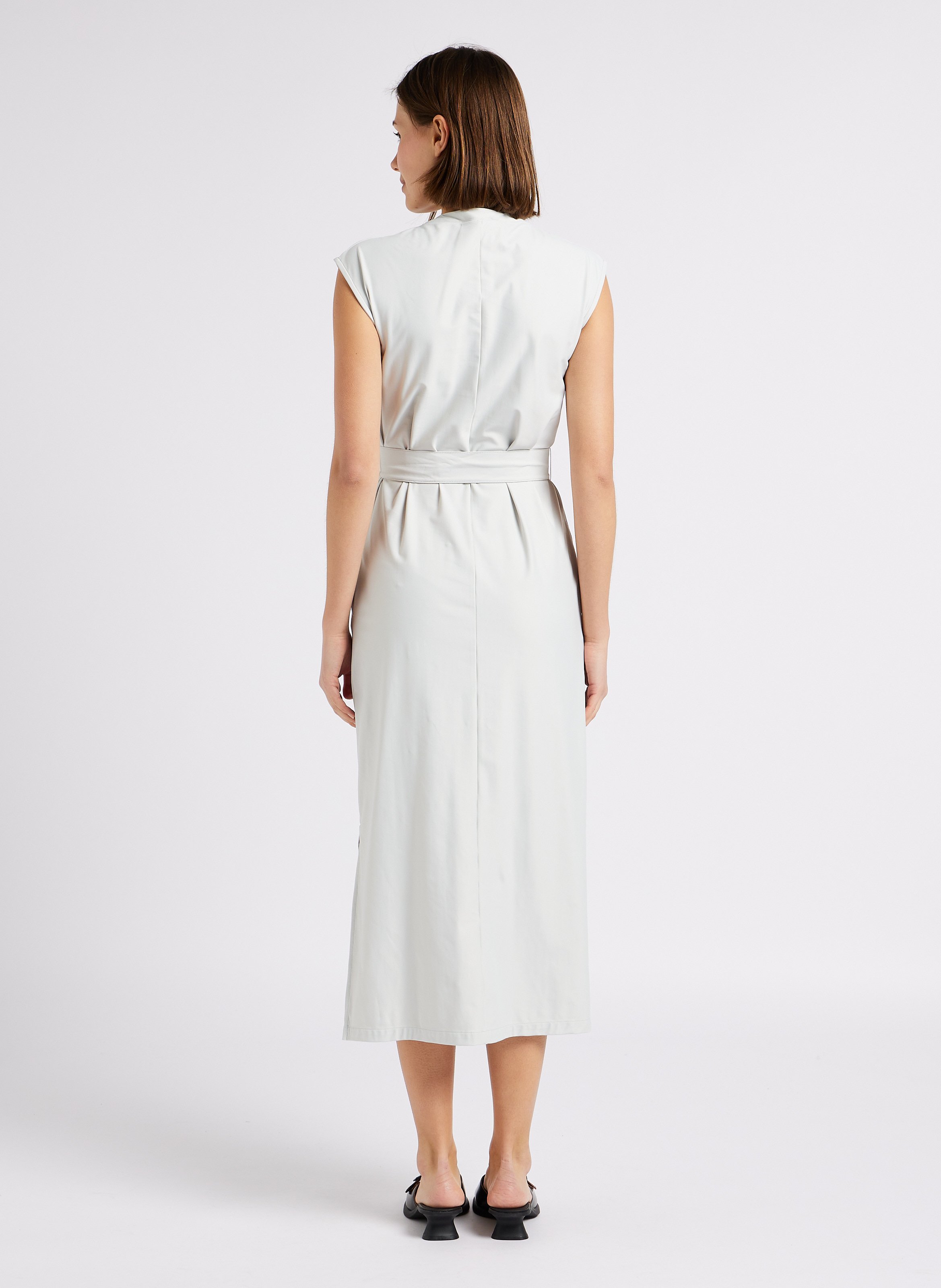 Straight round neck satin dress MAX MARA LEISURE Grey