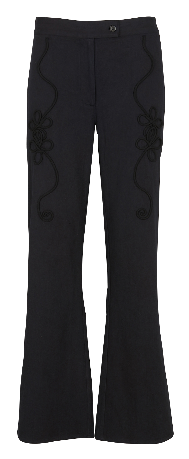 Straight embroidered cotton pants V DE VINSTER Black