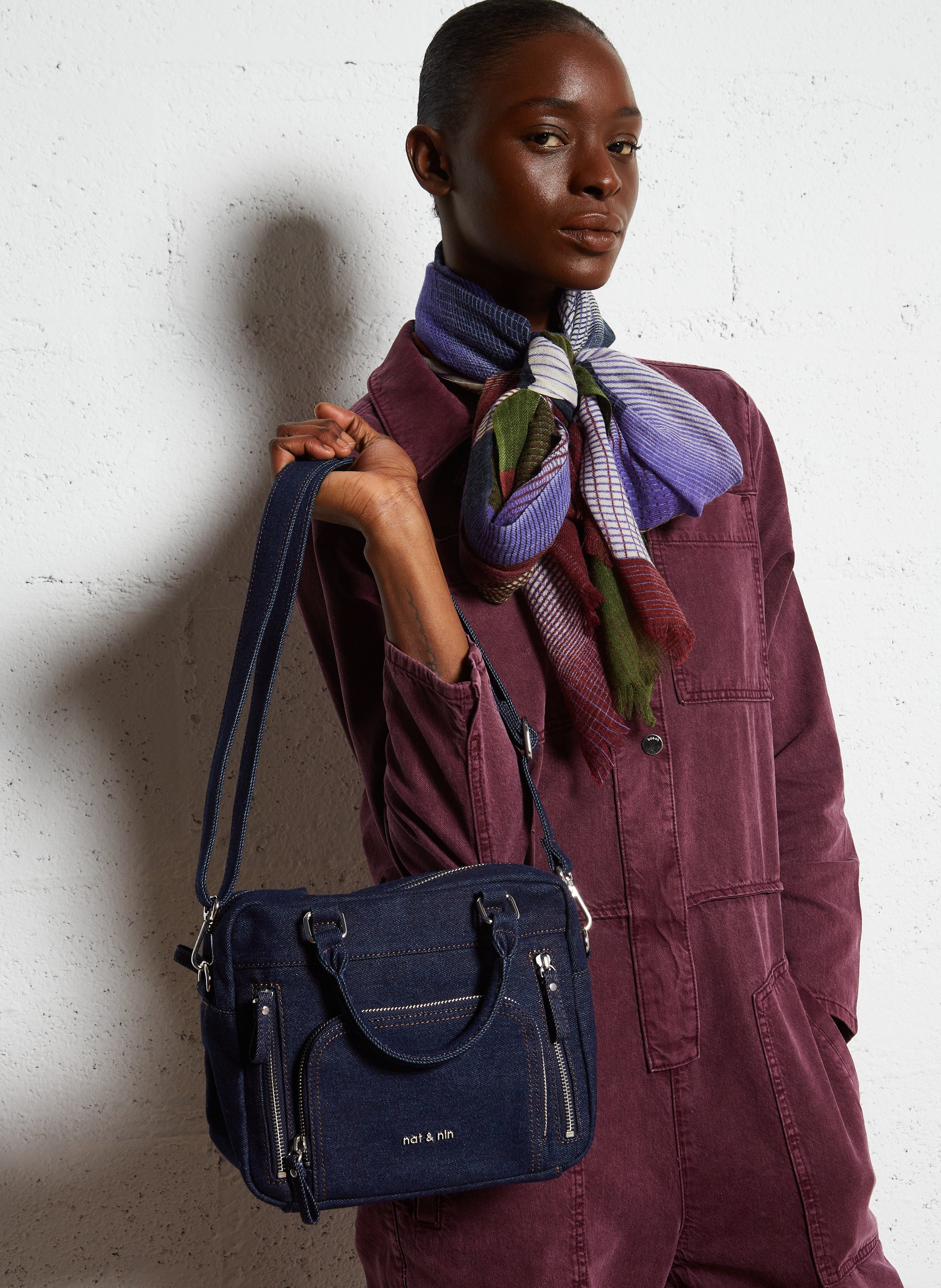 Denim cotton crossbody bag NAT & NIN Blue