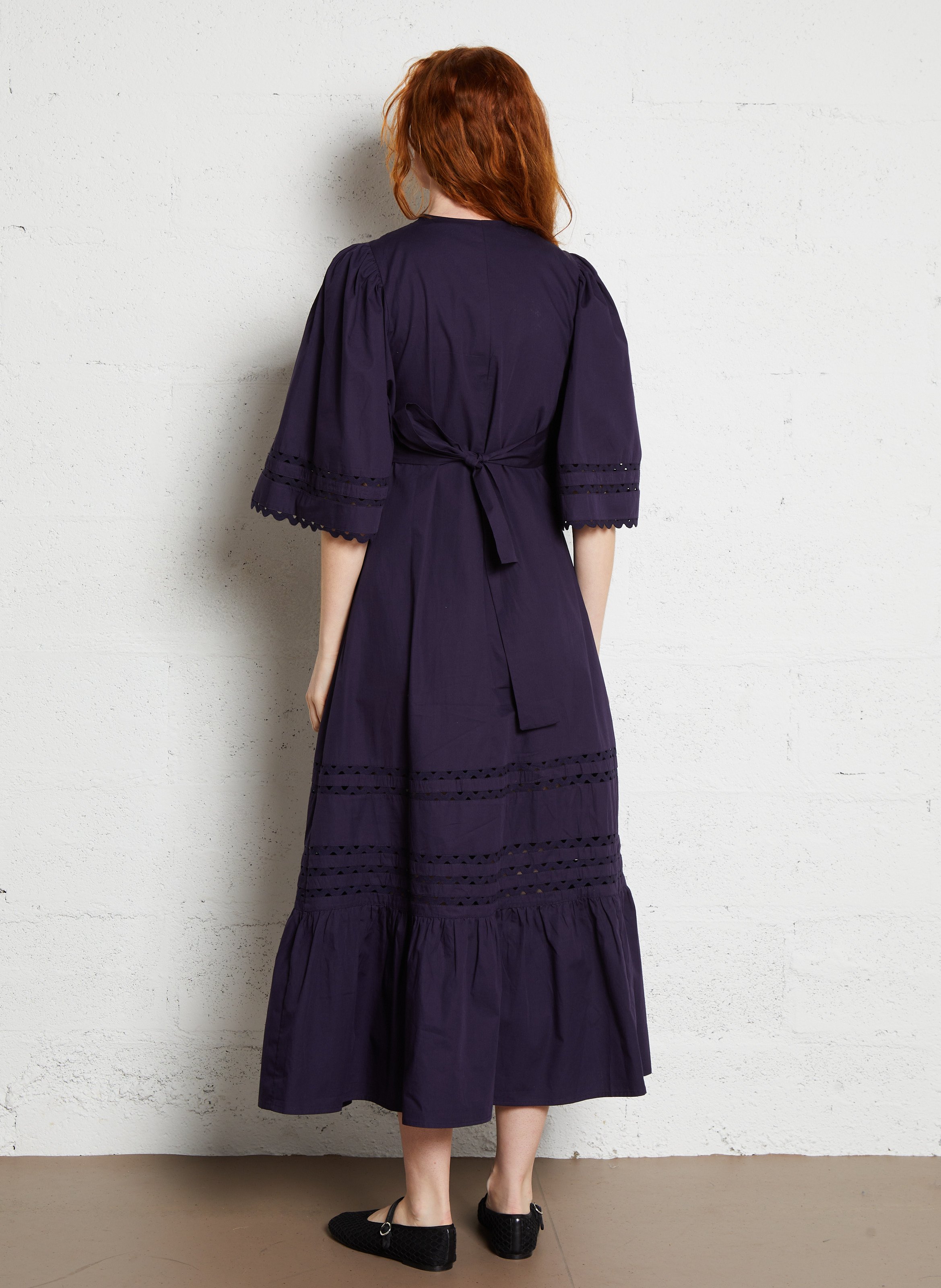 Langes Spitzenkleid aus Baumwolle ANTIK BATIK Blau