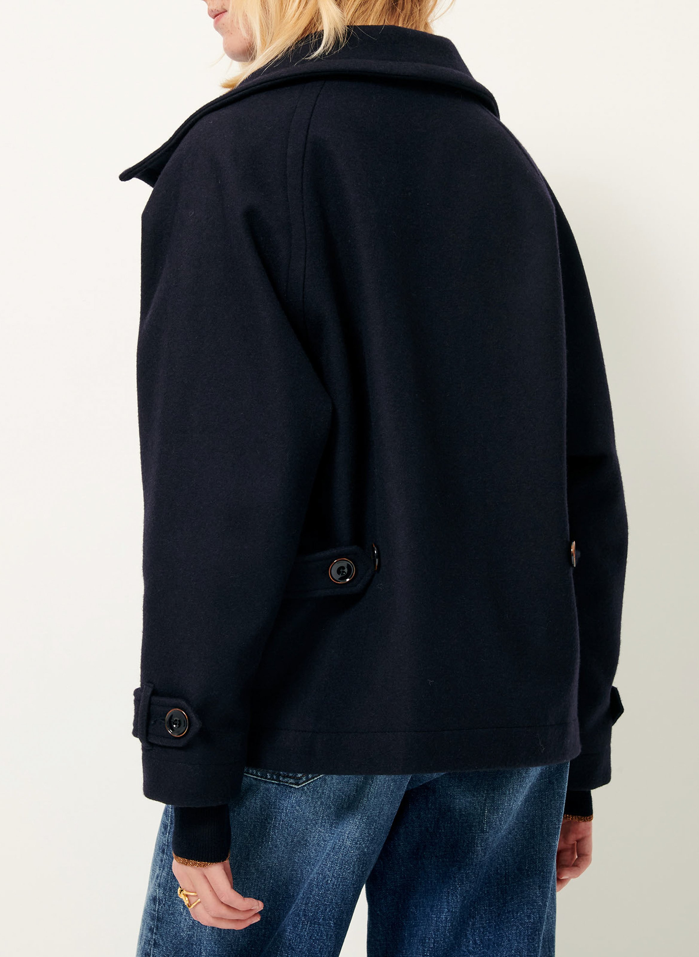 Short high-neck wool-blend coat SESSUN Blue