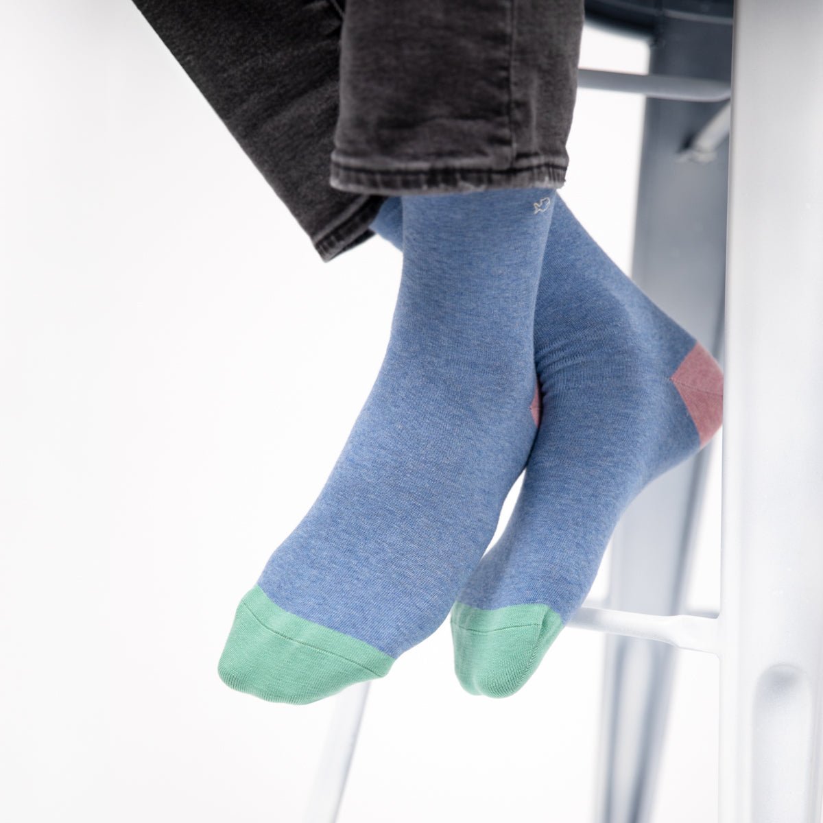 Solid combed cotton socks Blue