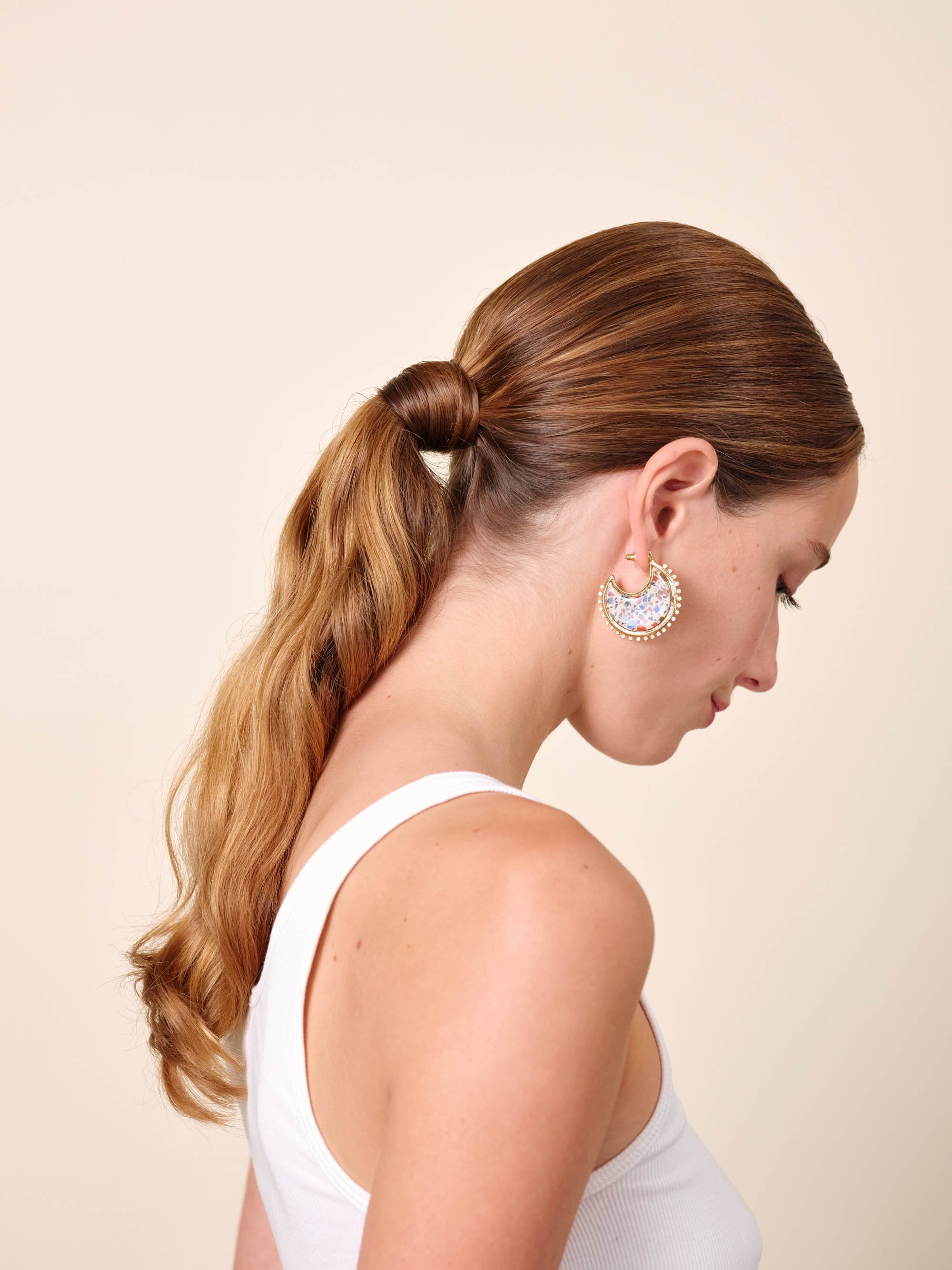 Boucles d'oreilles tiges créoles terrazzo LES NEREIDES Multicolore