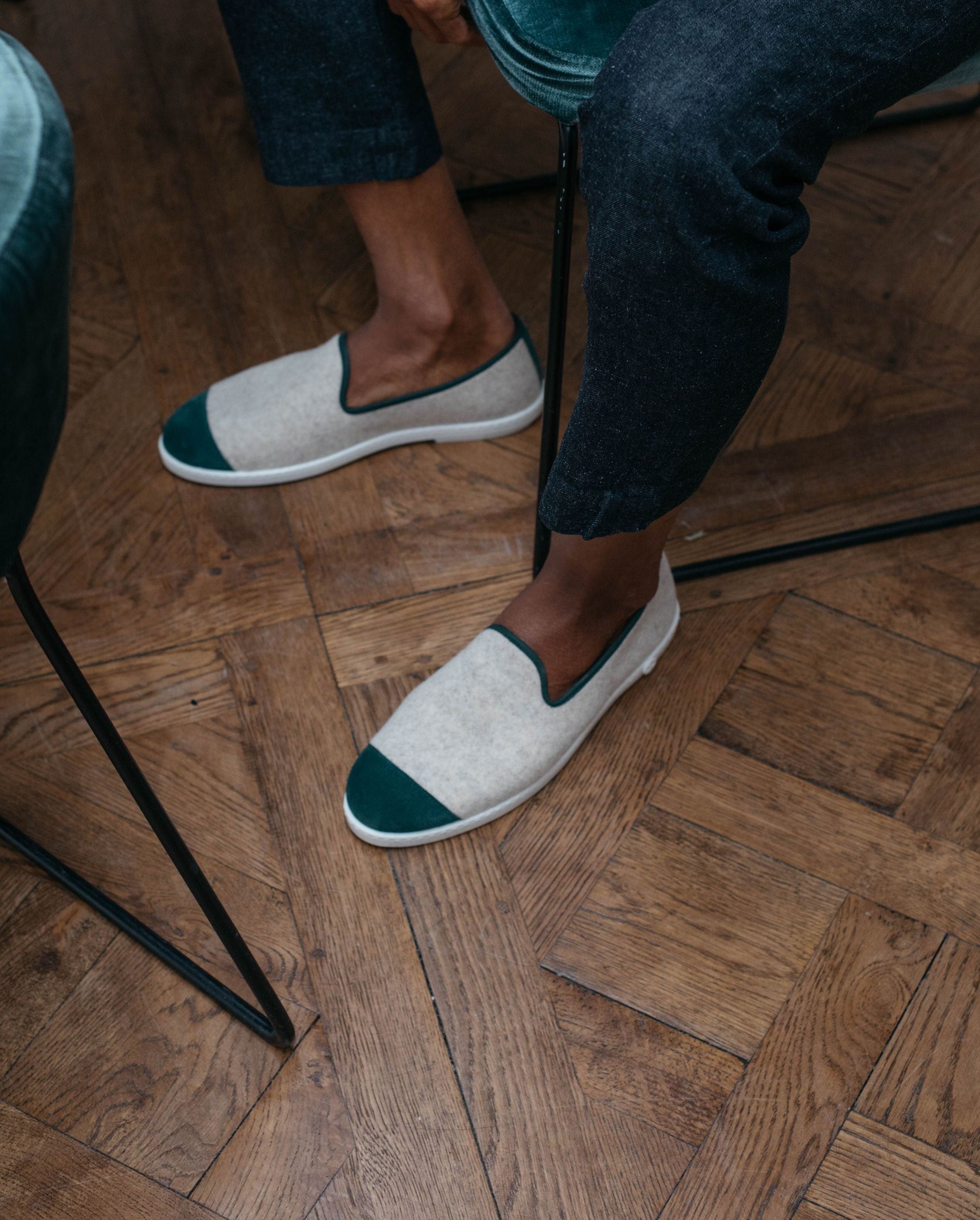 Men's wool slipper, beige basil green ANGARDE Beige