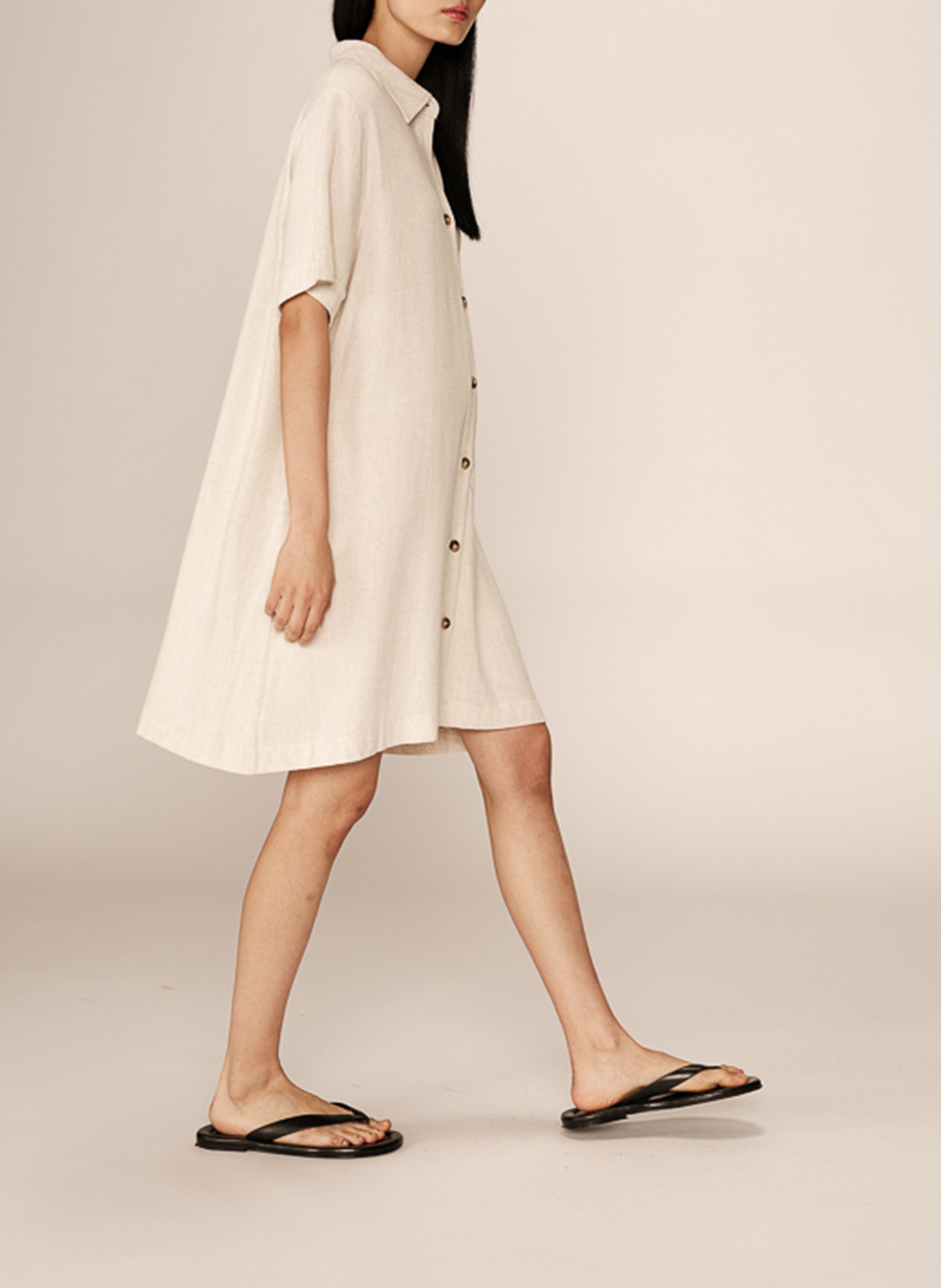 Robe courte col chemise GRACE ET MILA Beige