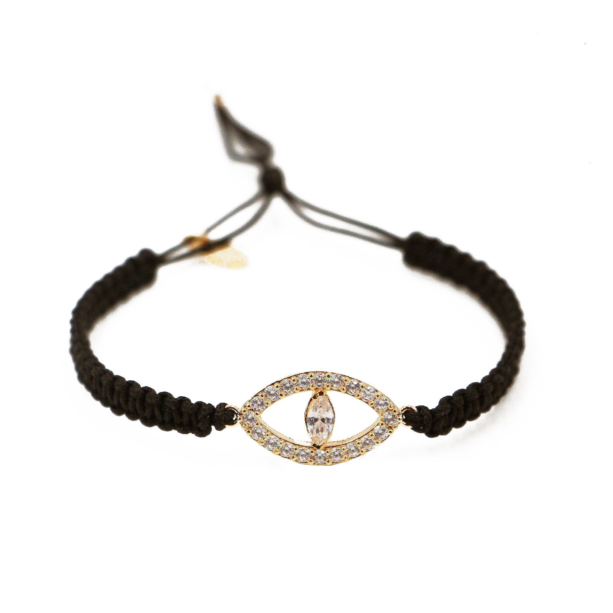 Gold-plated macramé Nazar bracelet NILAI Black