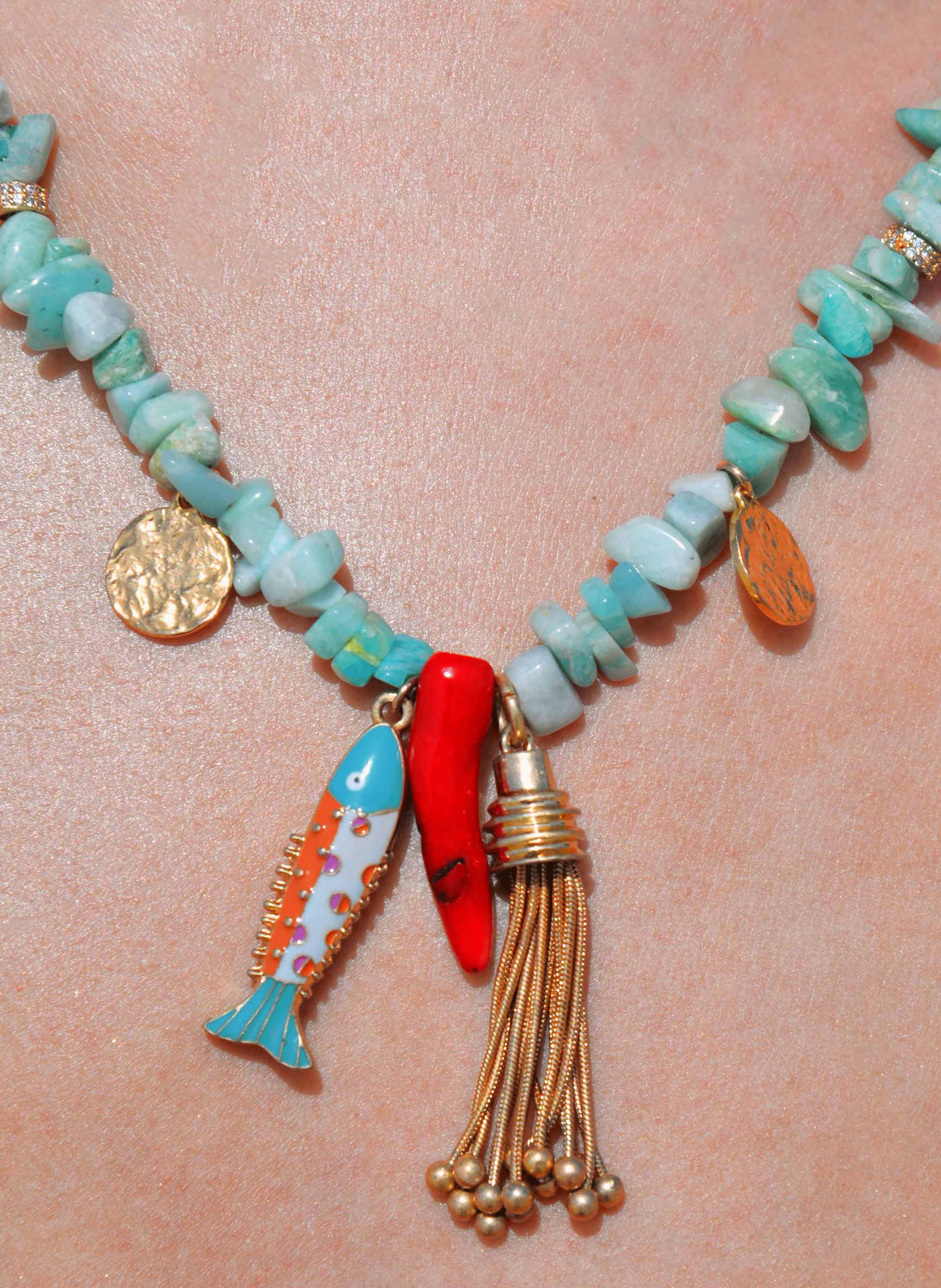Necklace with stones and charms HIPANEMA Blue