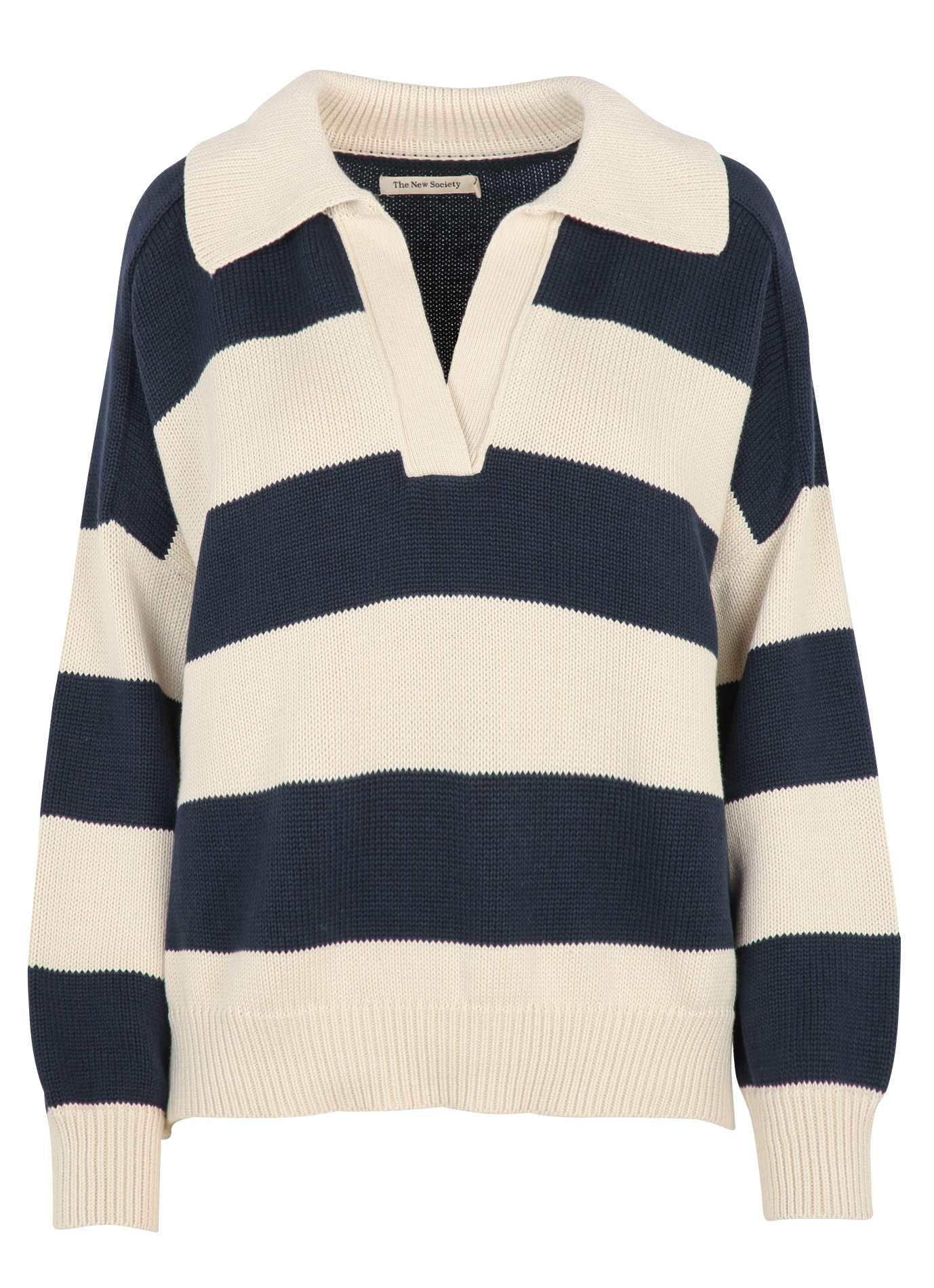 Oversized V-hals trui van biologisch katoen THE NEW SOCIETY Blauw