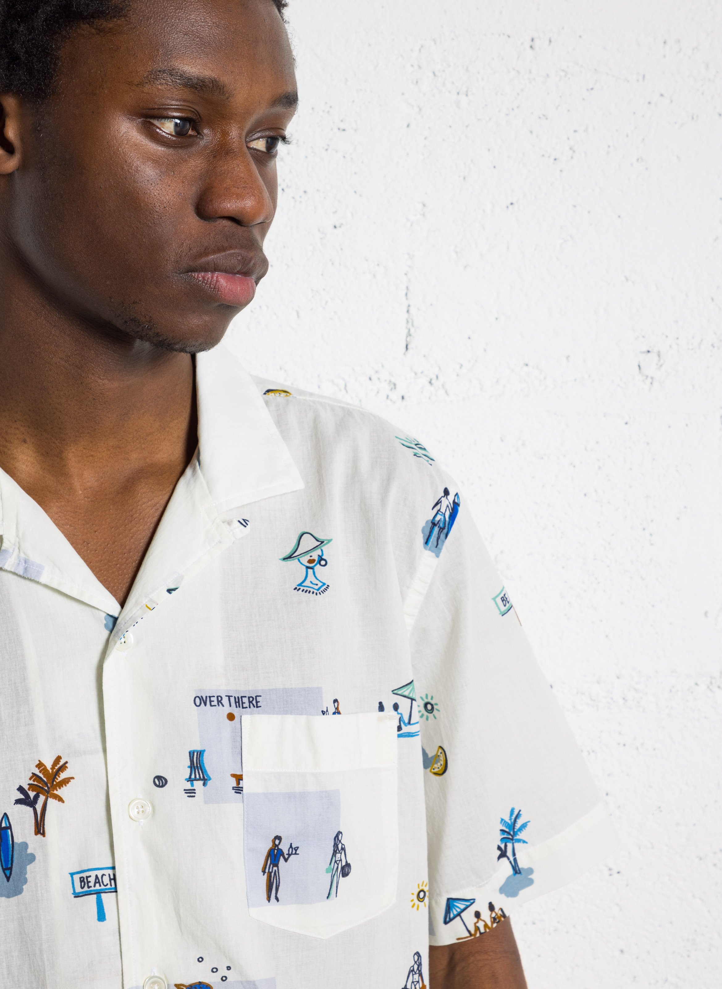 Straight printed cotton shirt HARTFORD Beige