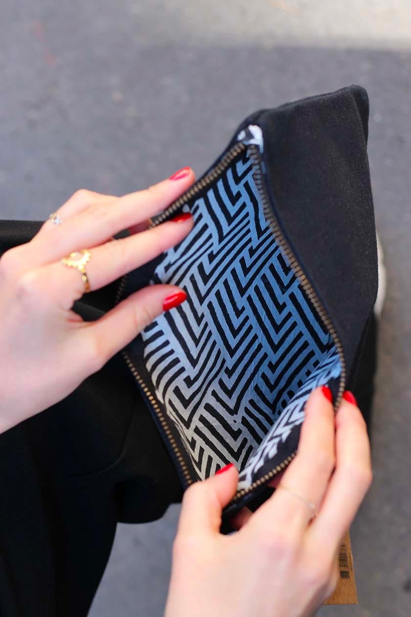 Cotton clutch bag HINDBAG Black