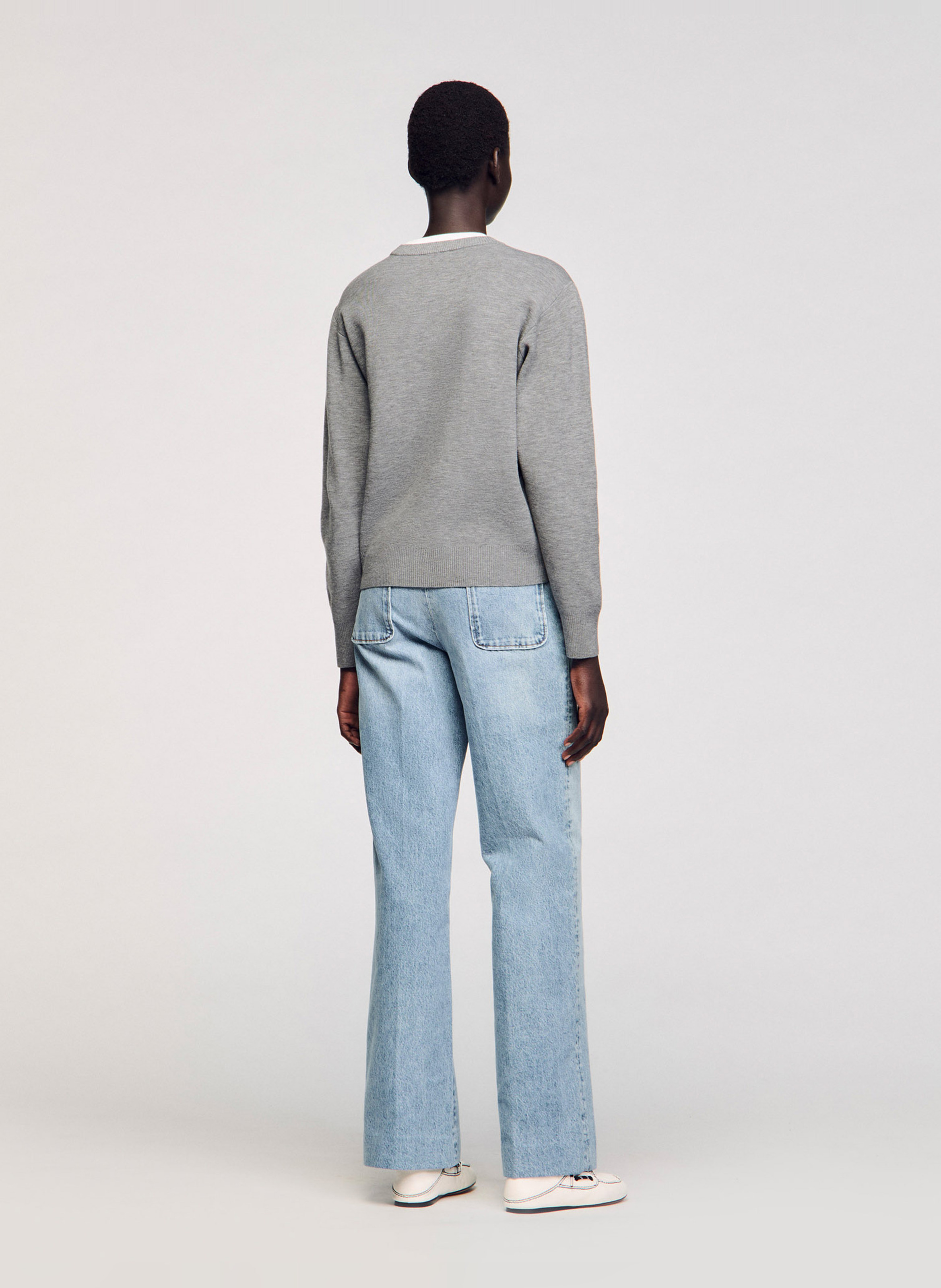 Sweat col rond  SANDRO Gris