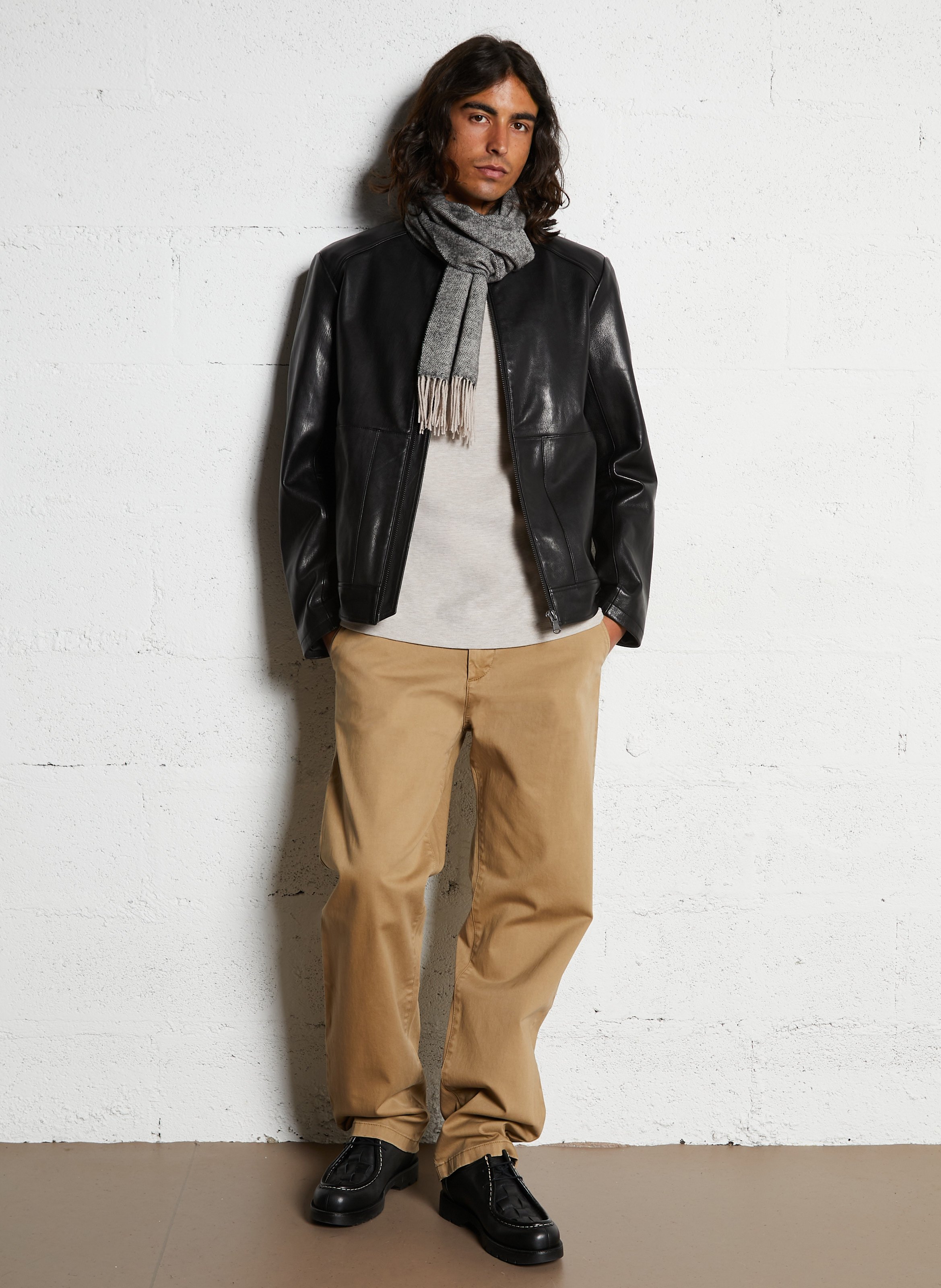 Gerade geschnittene Lederjacke IKKS Schwarz