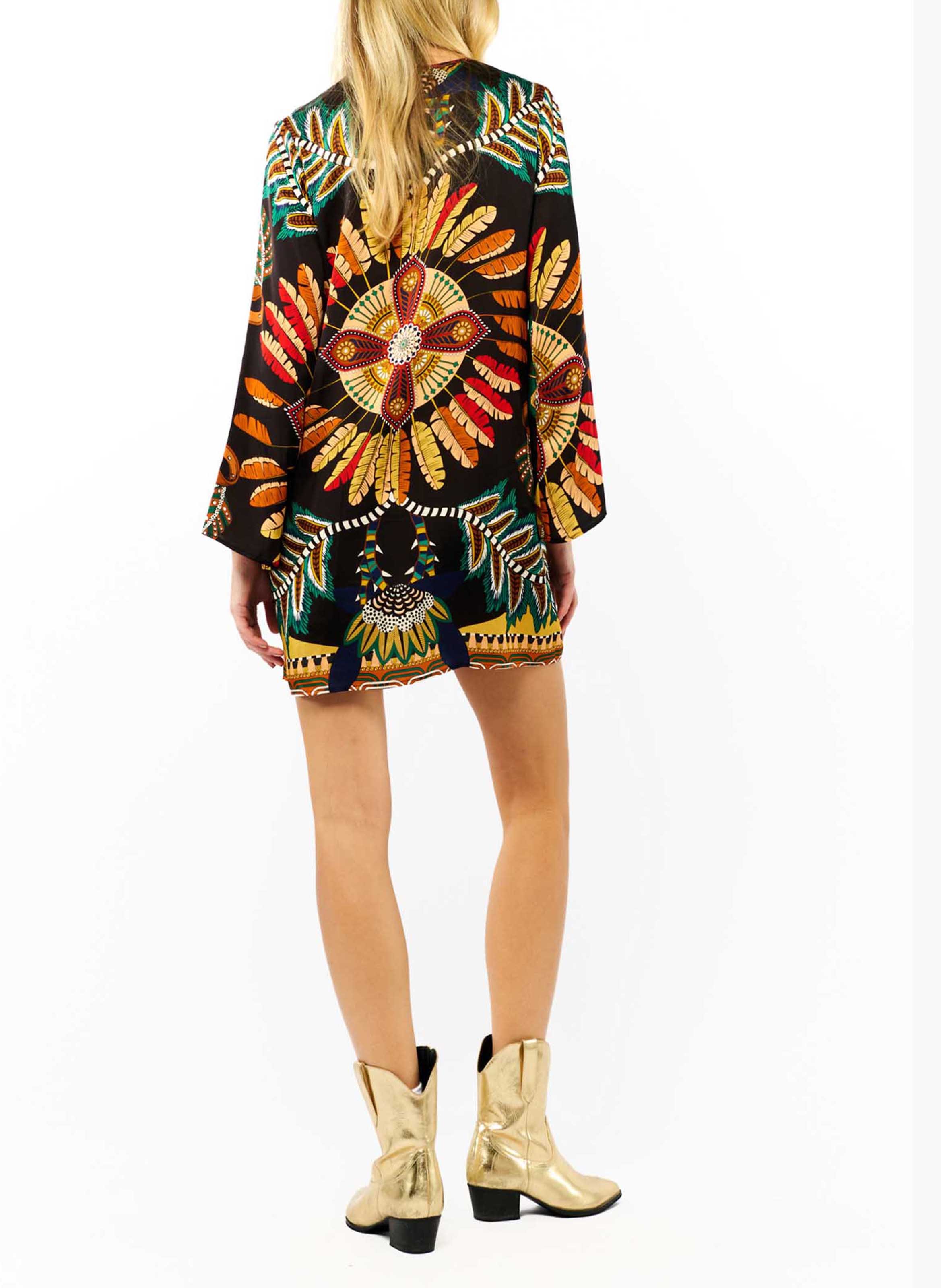 Fanny Juliette printed round-neck short dress WILD Black