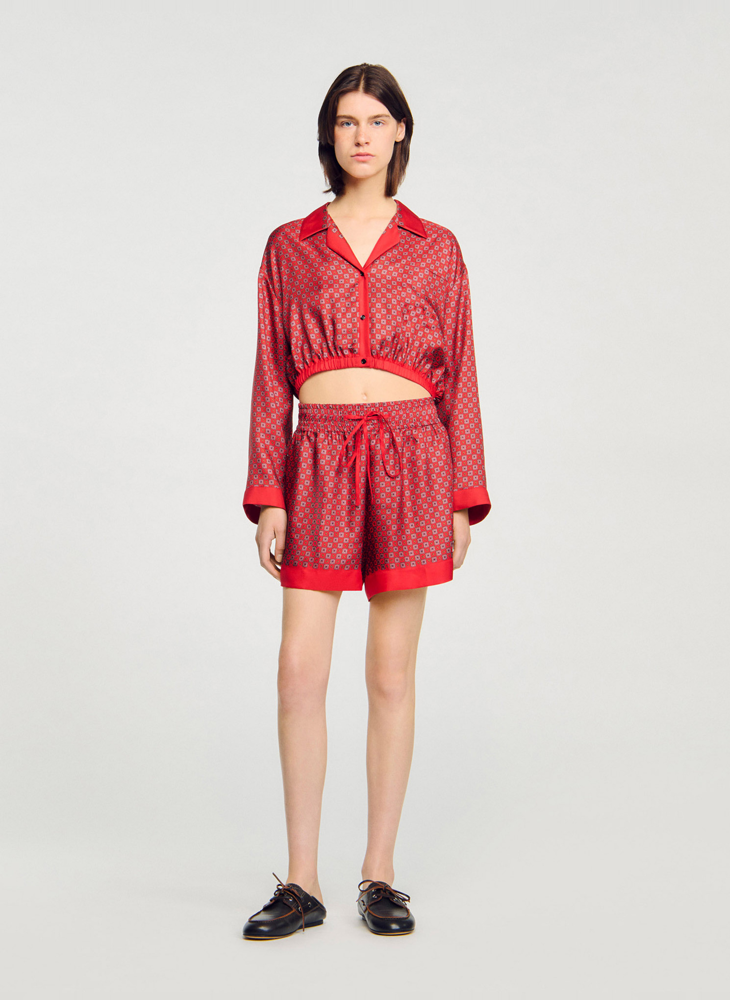 Short large décontracté à motifs SANDRO Rouge