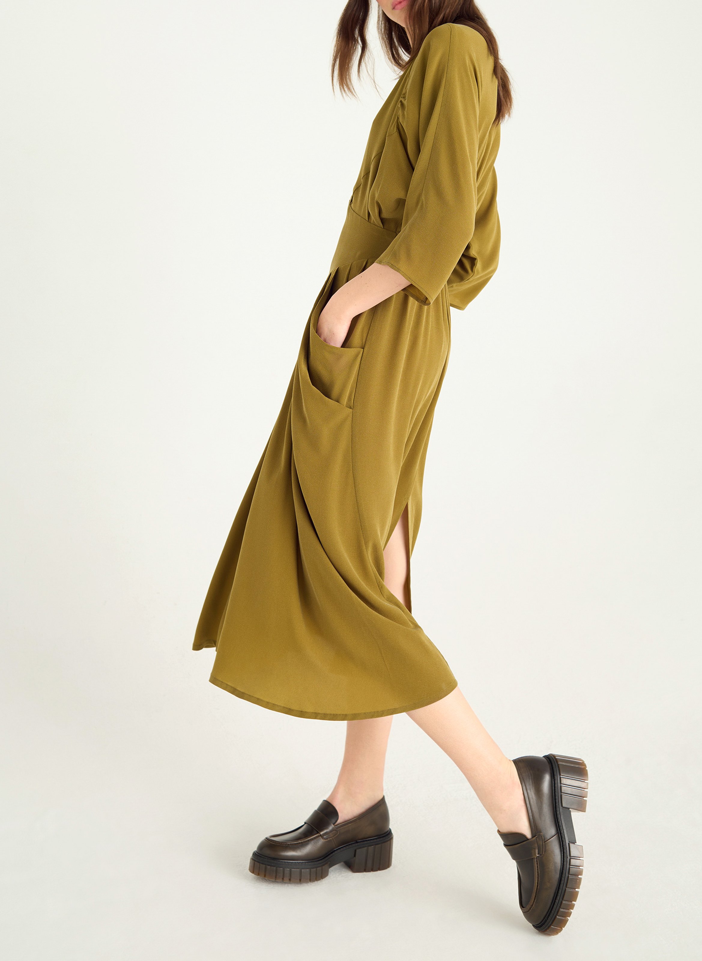 Robe midi col V COTELAC Green