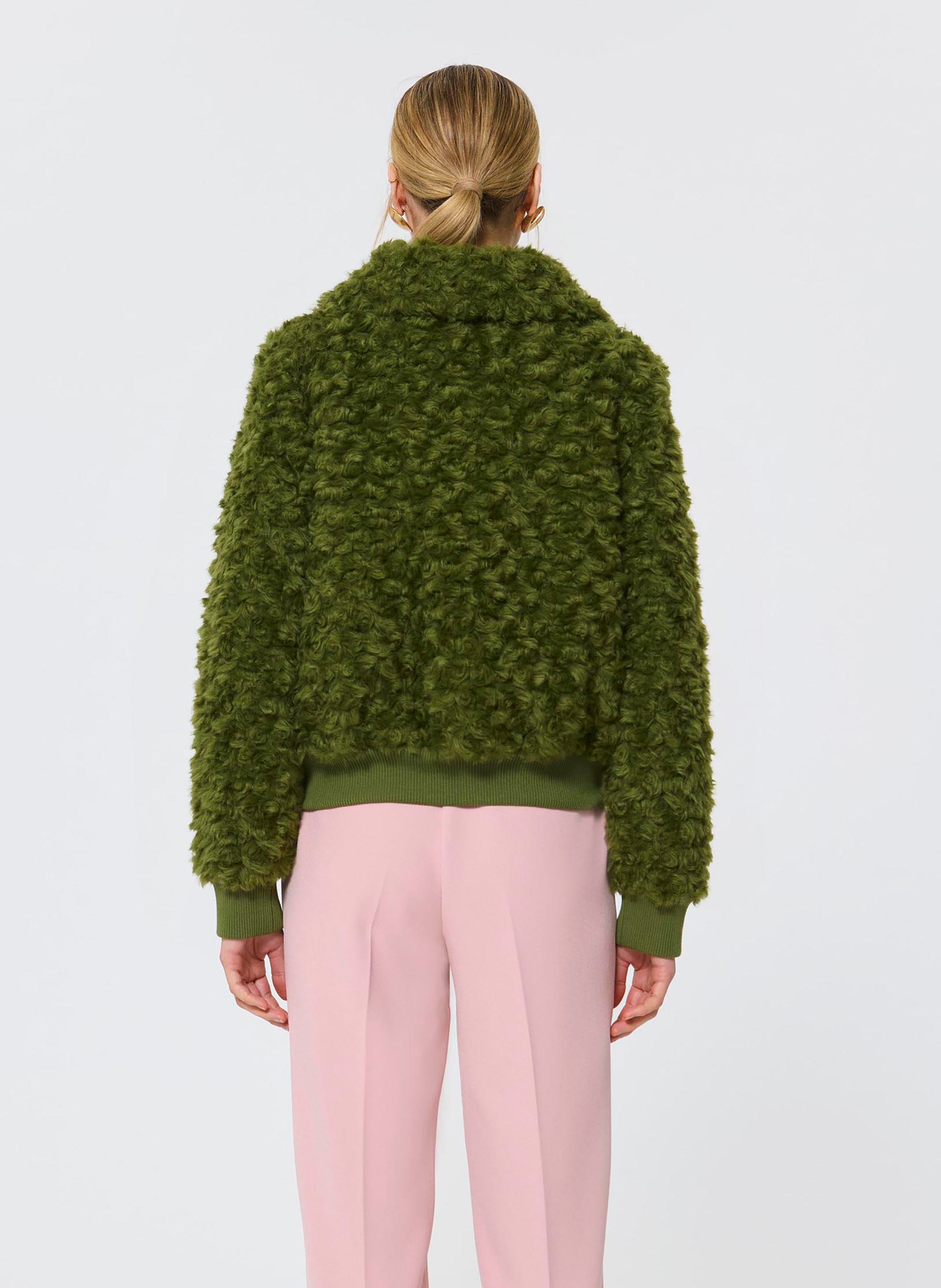 Faux fur jacket with classic collar TARA JARMON Green