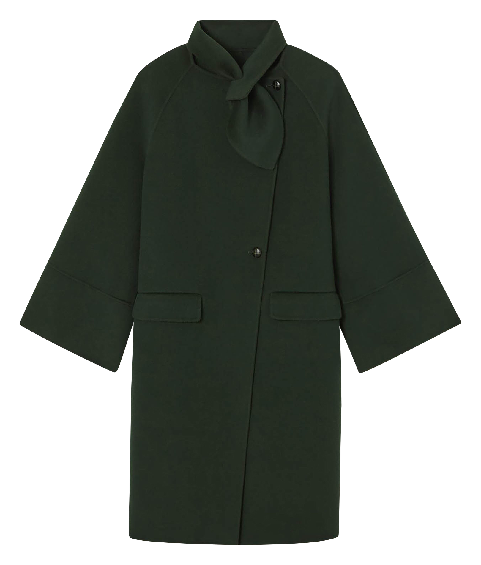 Cappotto dritto collo alto in lana mélange TARA JARMON Verde